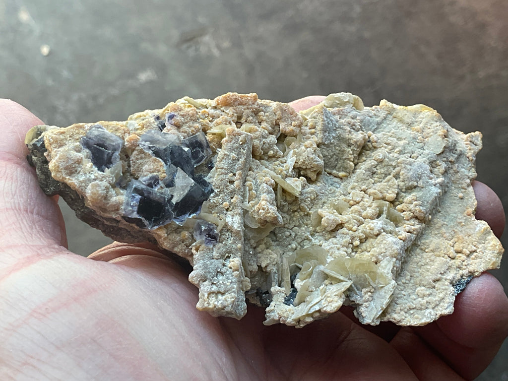 204g Phantom Cubic Fluorite with Calcite and Siderite Specimen 2B
