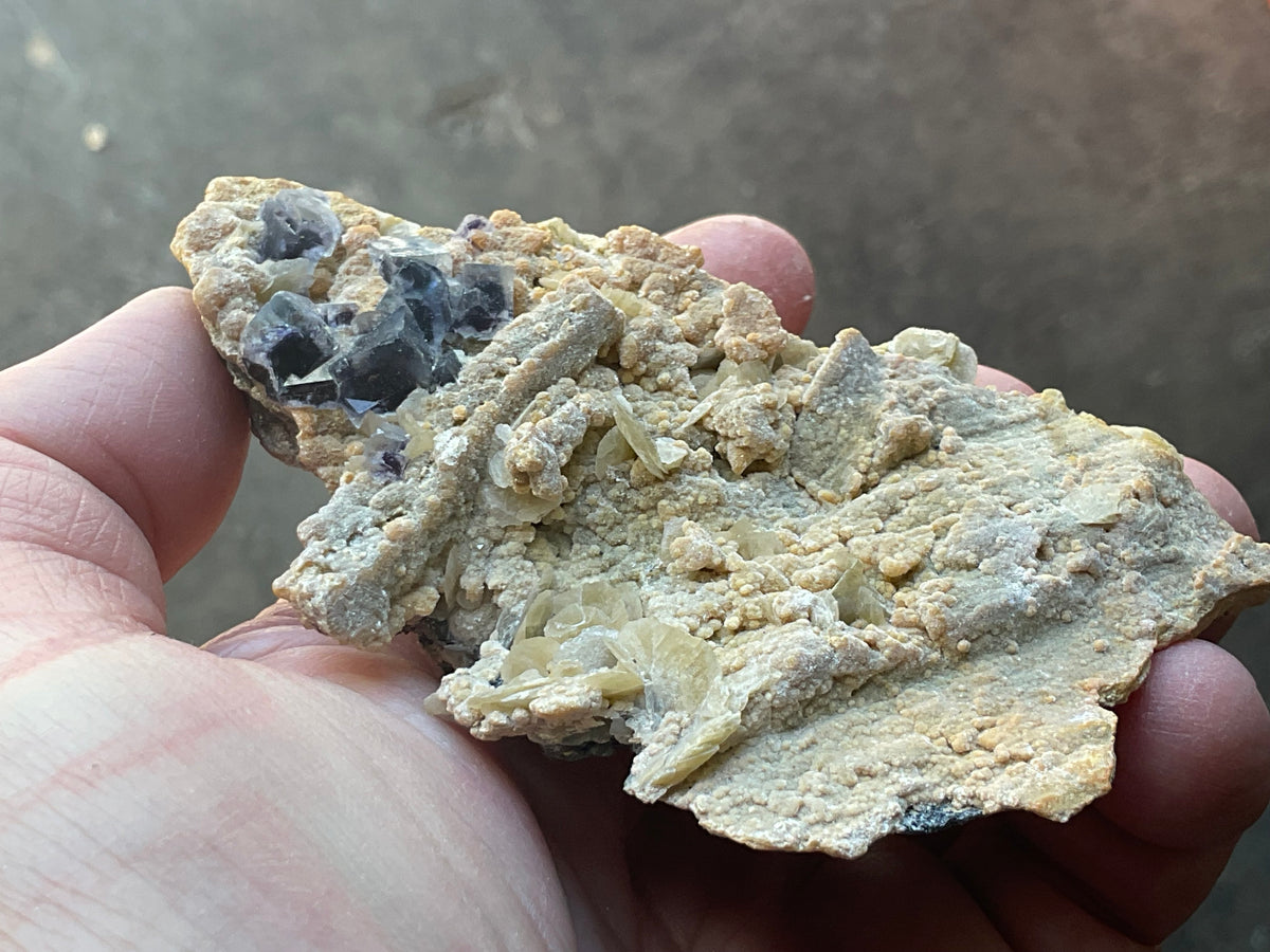 204g Phantom Cubic Fluorite with Calcite and Siderite Specimen 2B