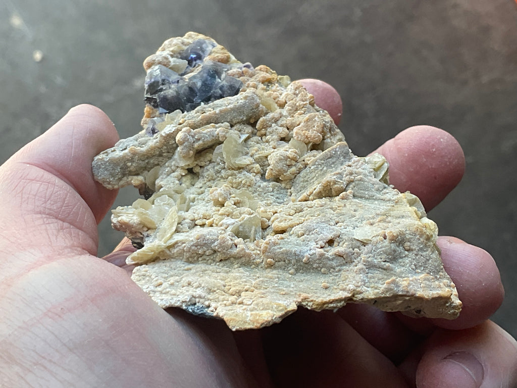 204g Phantom Cubic Fluorite with Calcite and Siderite Specimen 2B