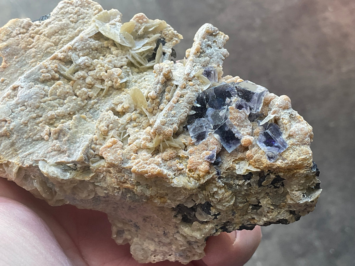 204g Phantom Cubic Fluorite with Calcite and Siderite Specimen 2B