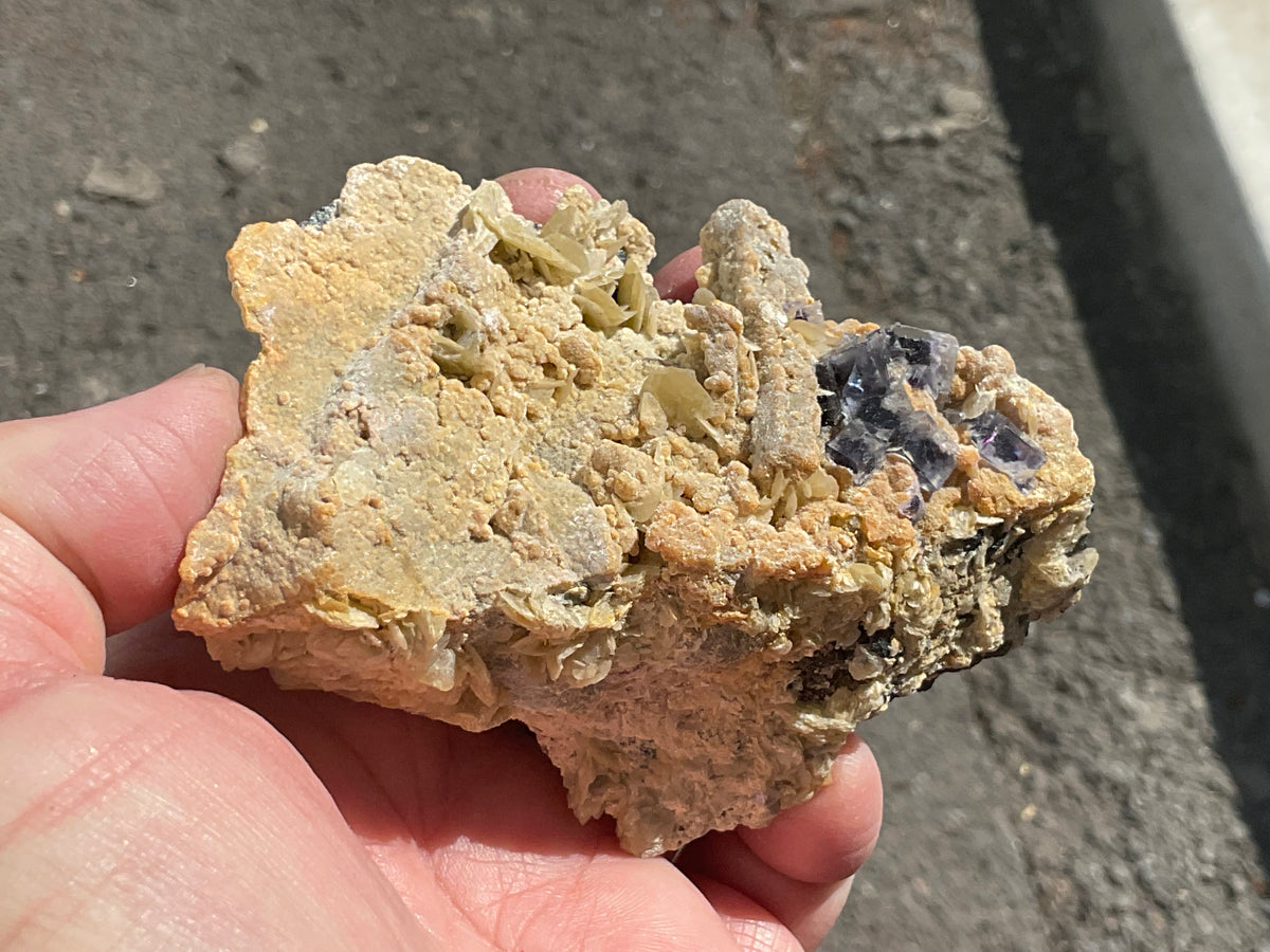 204g Phantom Cubic Fluorite with Calcite and Siderite Specimen 2B