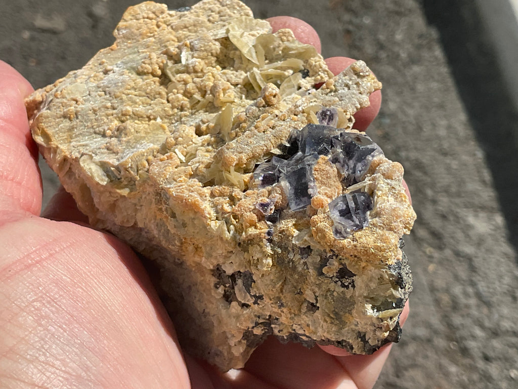 204g Phantom Cubic Fluorite with Calcite and Siderite Specimen 2B