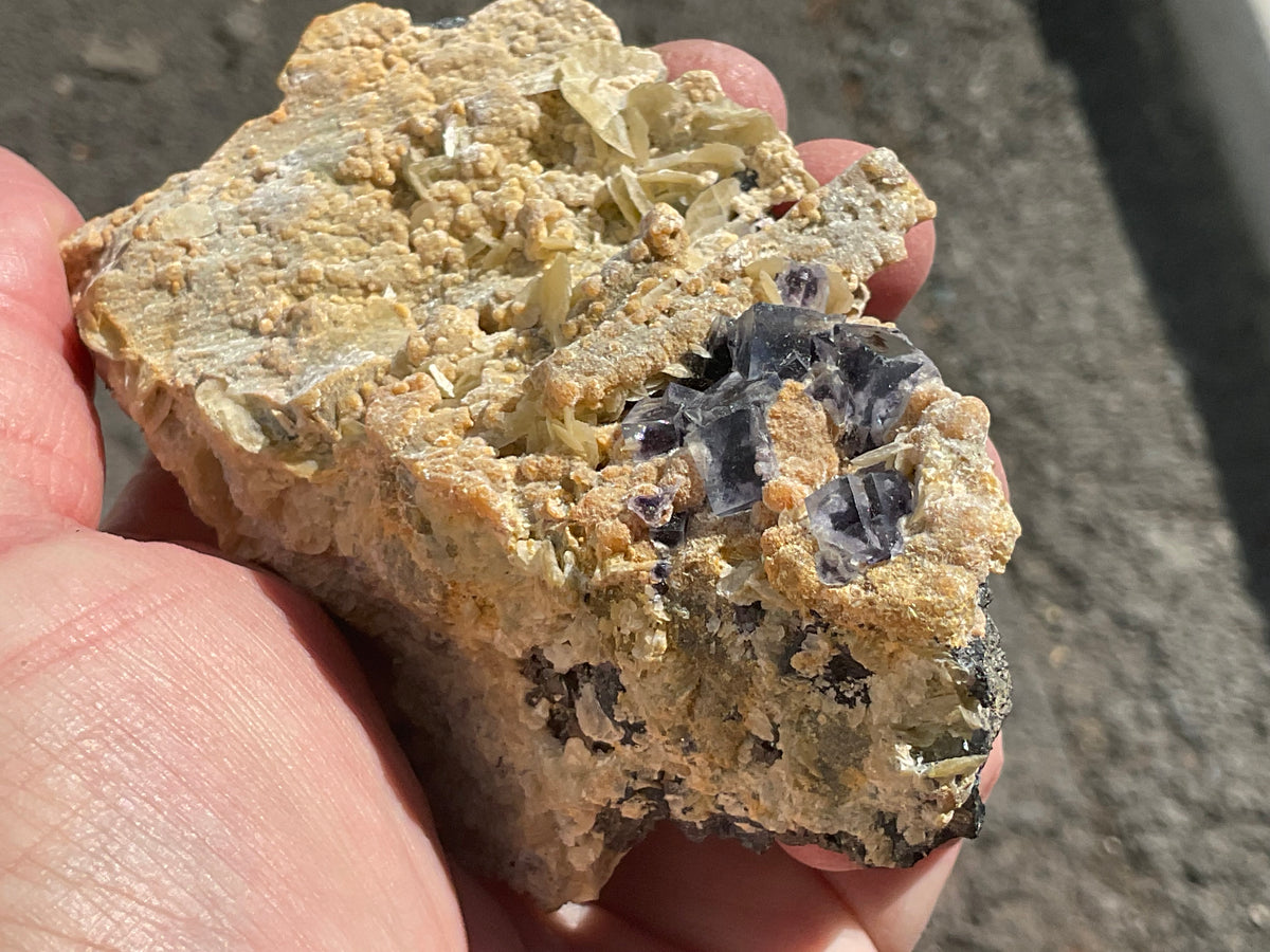 204g Phantom Cubic Fluorite with Calcite and Siderite Specimen 2B