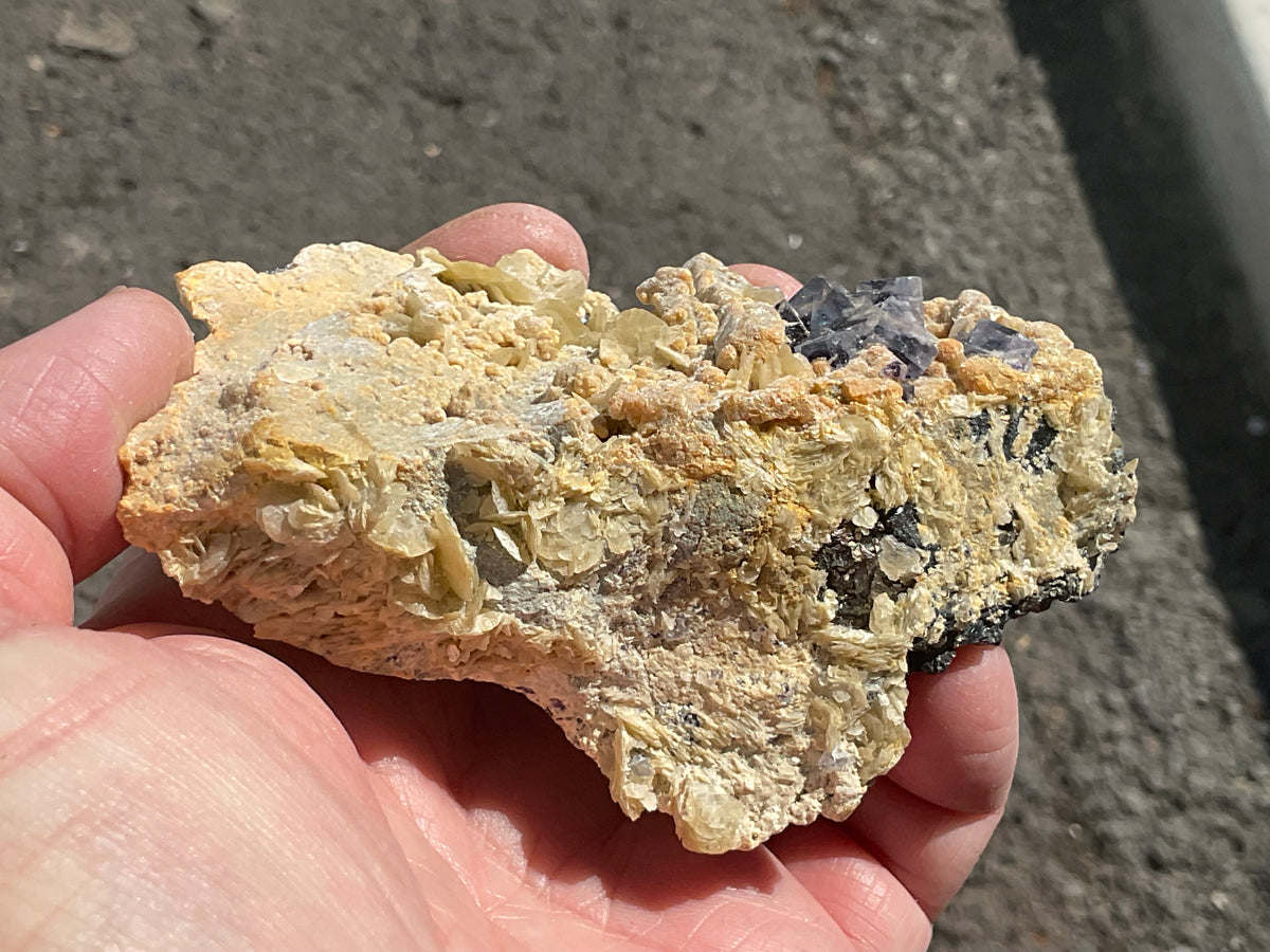 204g Phantom Cubic Fluorite with Calcite and Siderite Specimen 2B