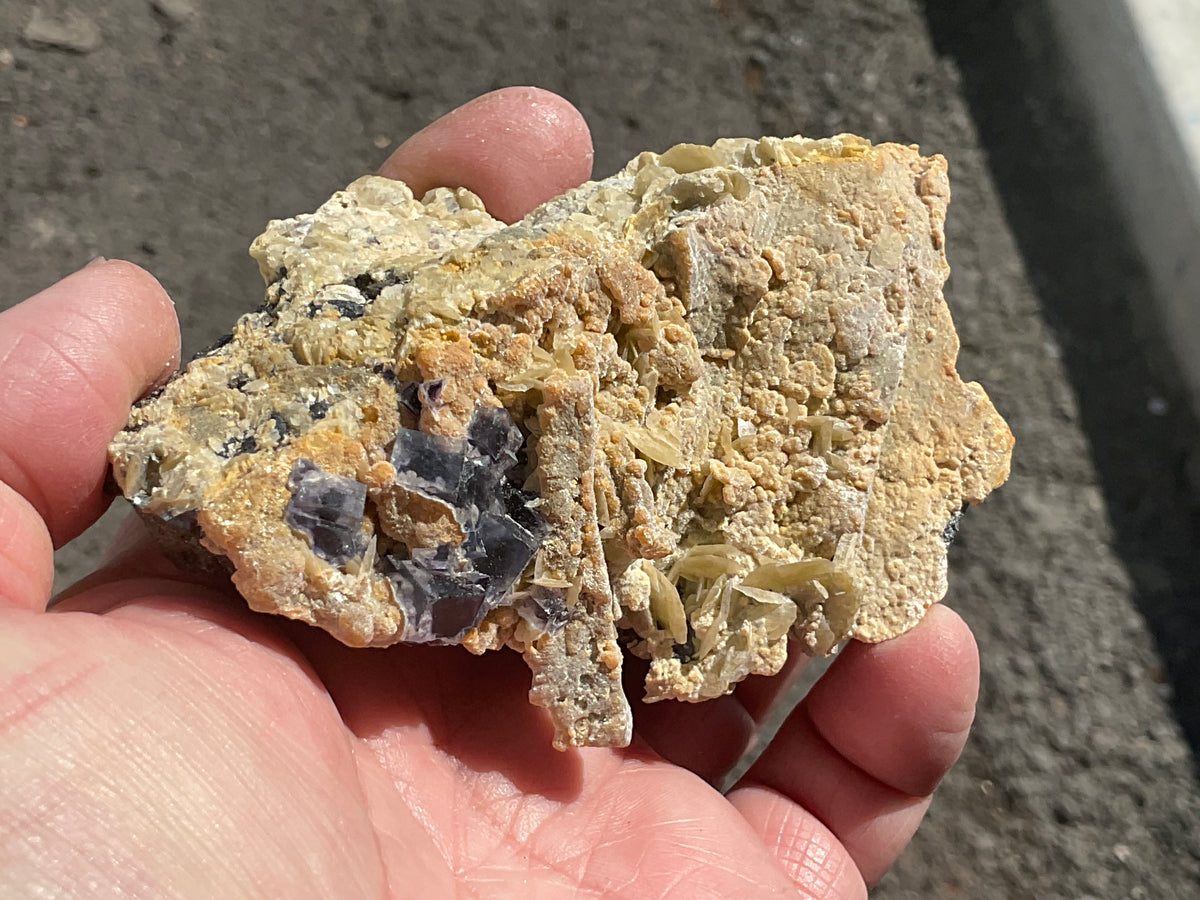 204g Phantom Cubic Fluorite with Calcite and Siderite Specimen 2B