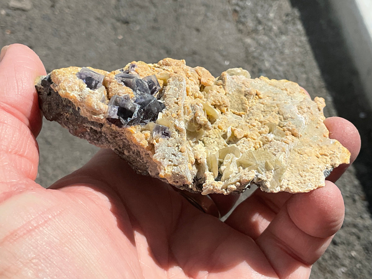 204g Phantom Cubic Fluorite with Calcite and Siderite Specimen 2B
