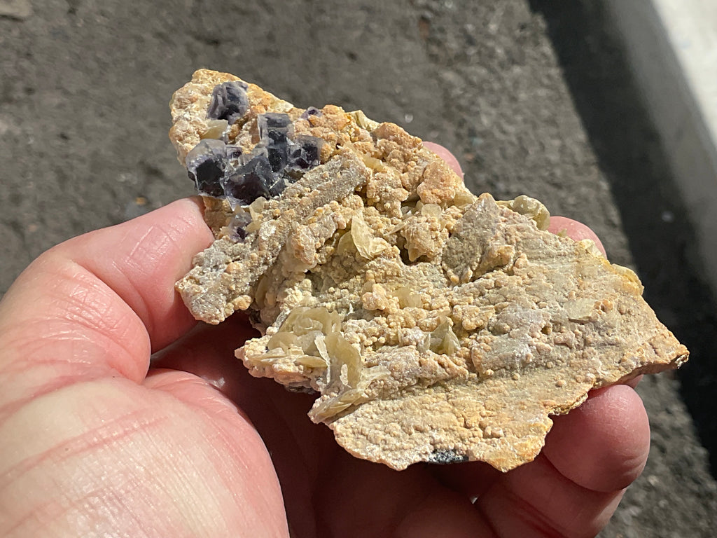 204g Phantom Cubic Fluorite with Calcite and Siderite Specimen 2B