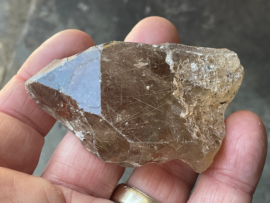 104g Golden Rutile in Smokey Quartz Rough Point