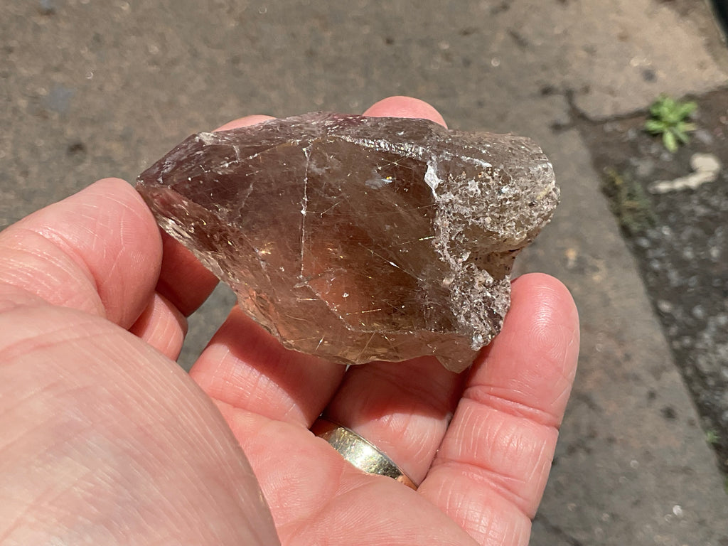 104g Golden Rutile in Smokey Quartz Rough Point