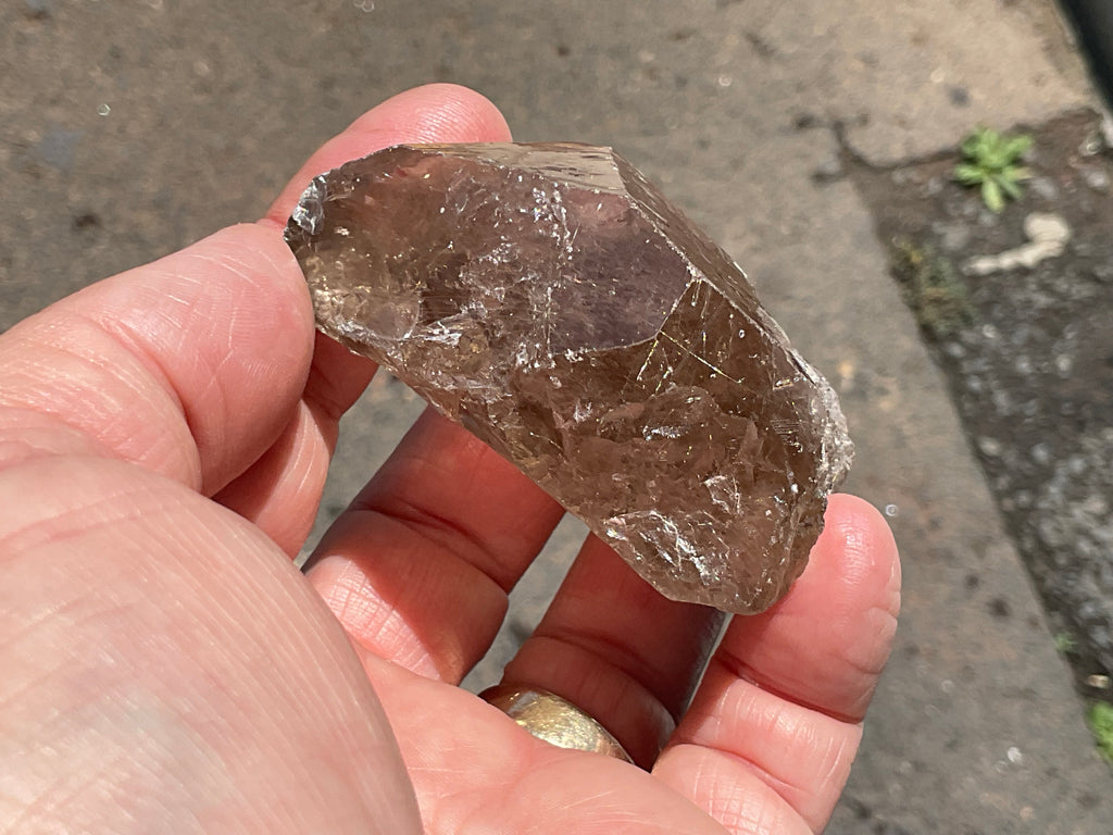 104g Golden Rutile in Smokey Quartz Rough Point