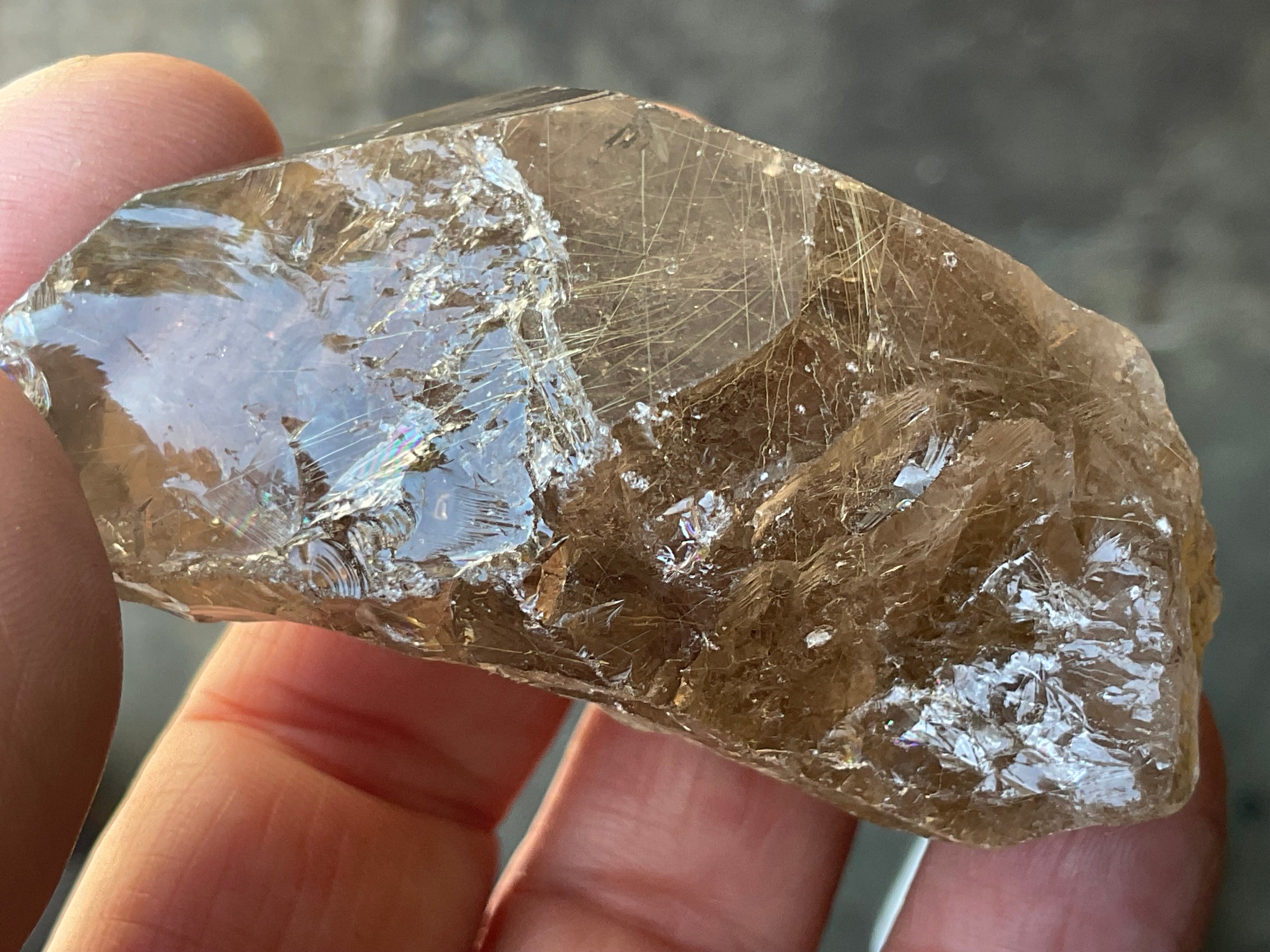 104g Golden Rutile in Smokey Quartz Rough Point