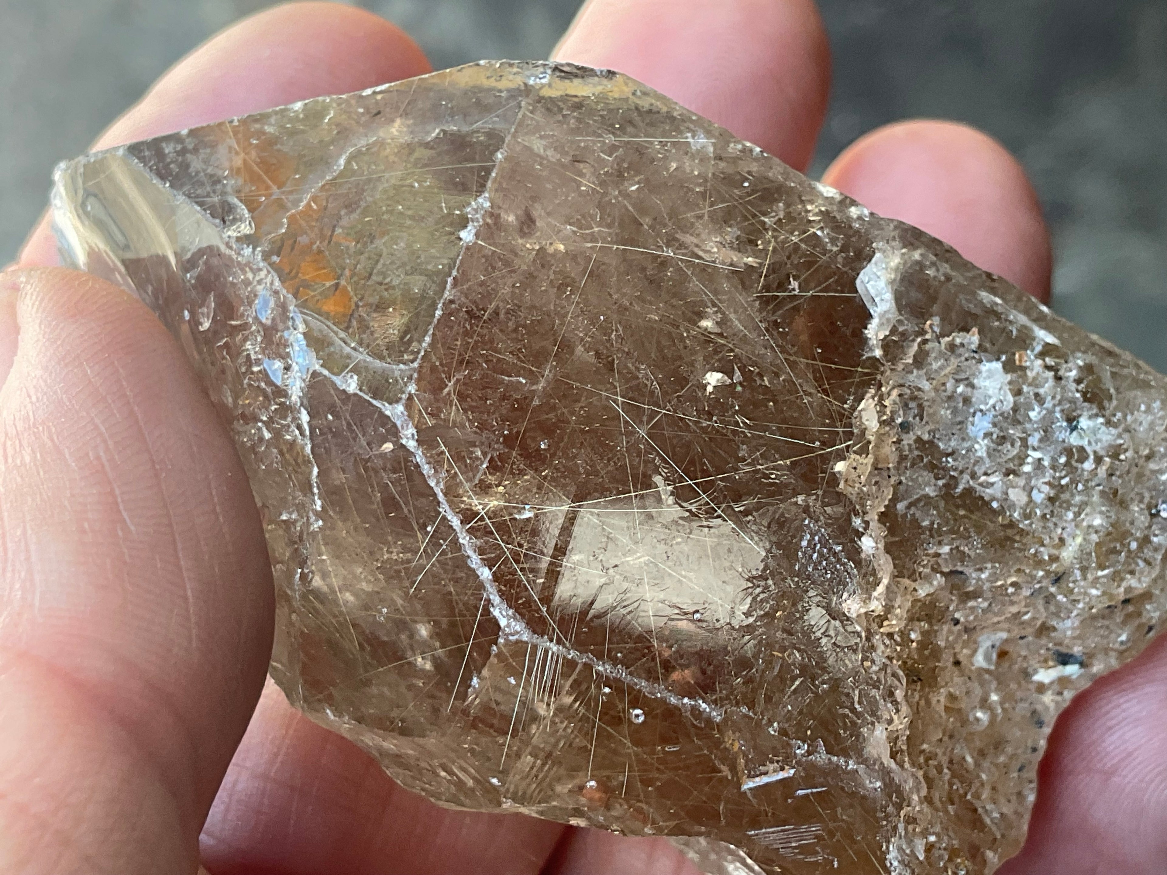 104g Golden Rutile in Smokey Quartz Rough Point