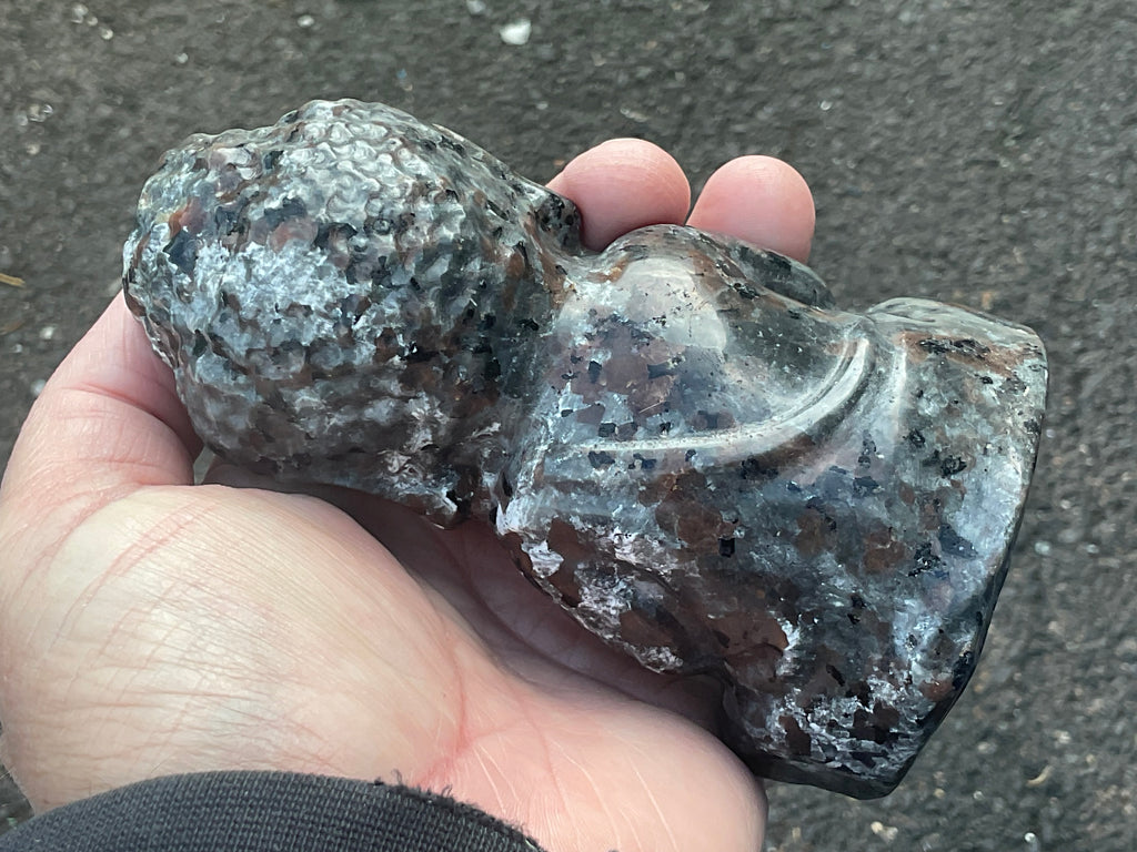 580g Syenite with Sodalite (Yooperlite) Buddha Carving A