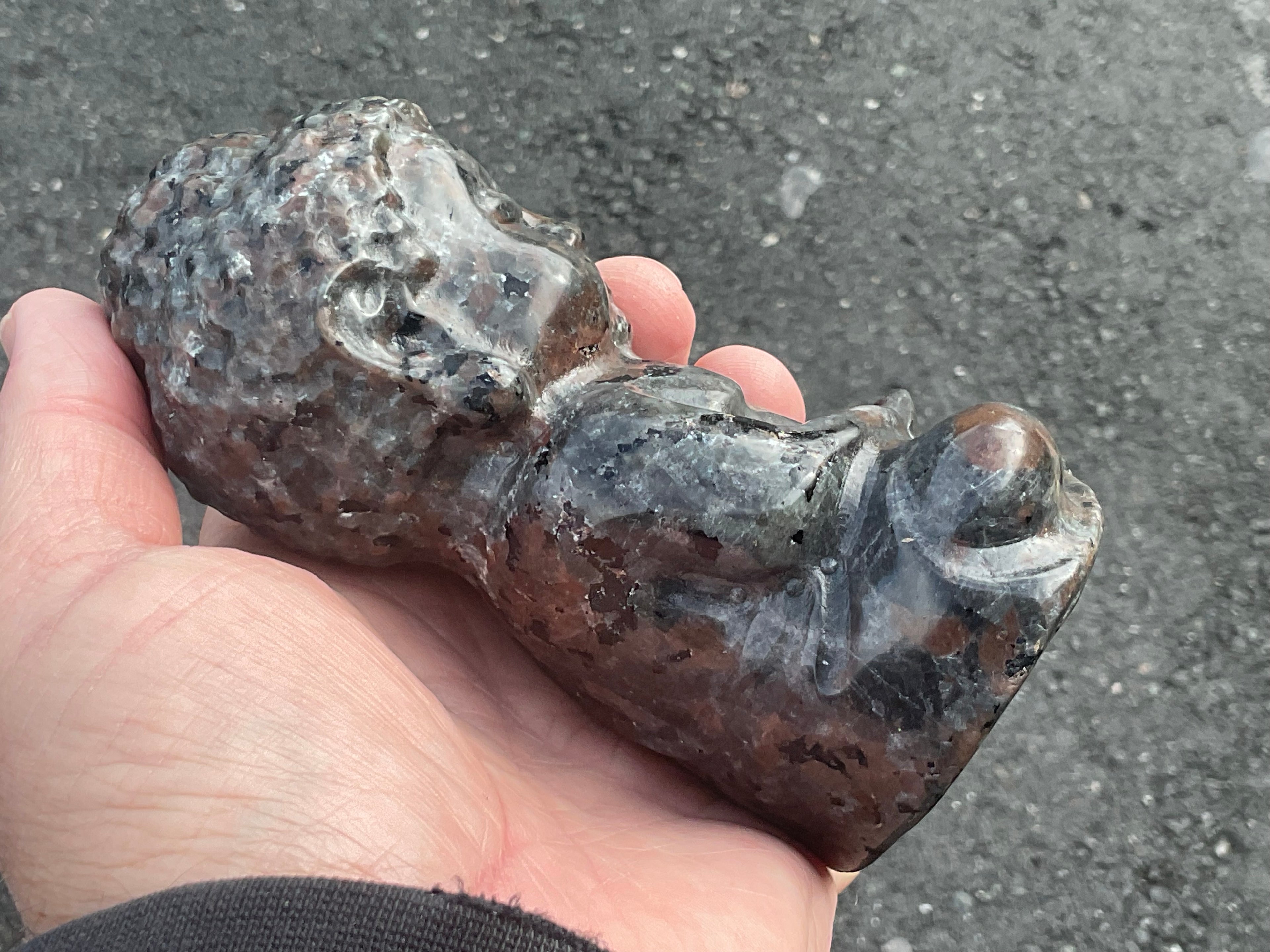 580g Syenite with Sodalite (Yooperlite) Buddha Carving A