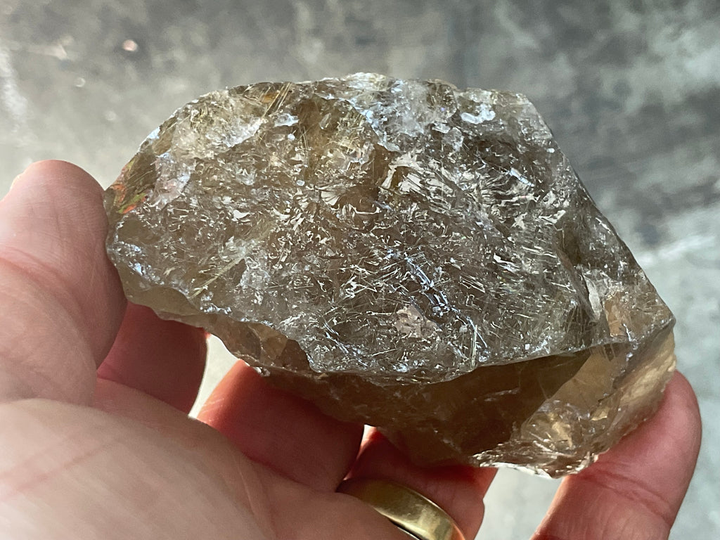 206g Golden Rutile in Smokey Quartz Chunk