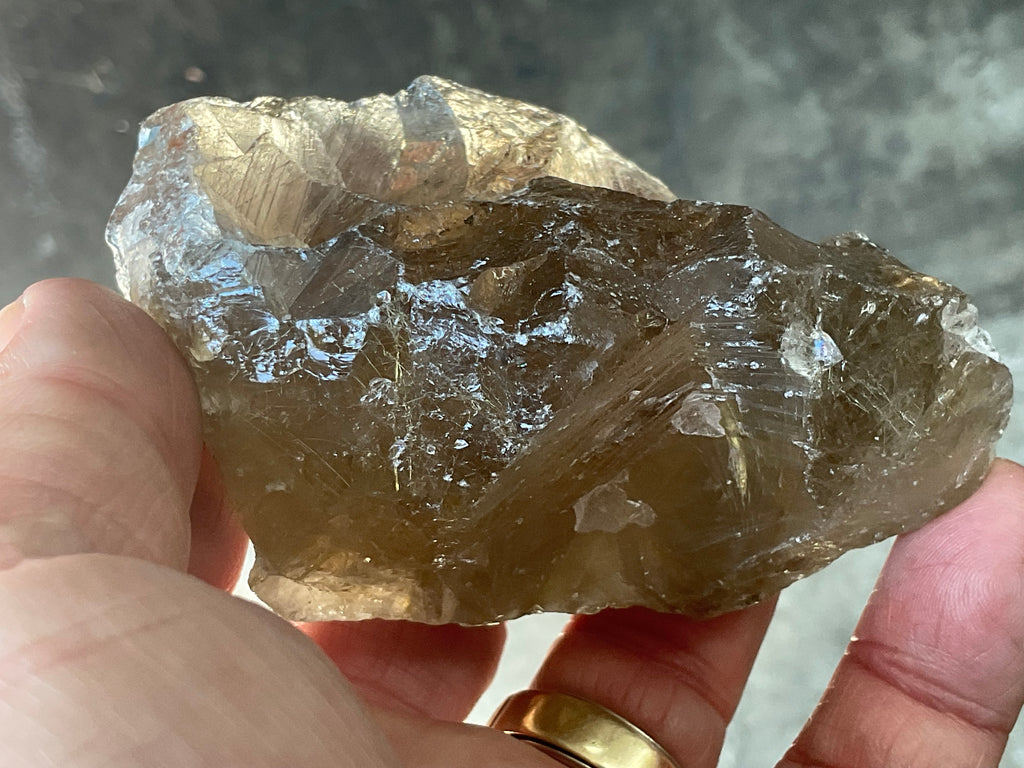 206g Golden Rutile in Smokey Quartz Chunk