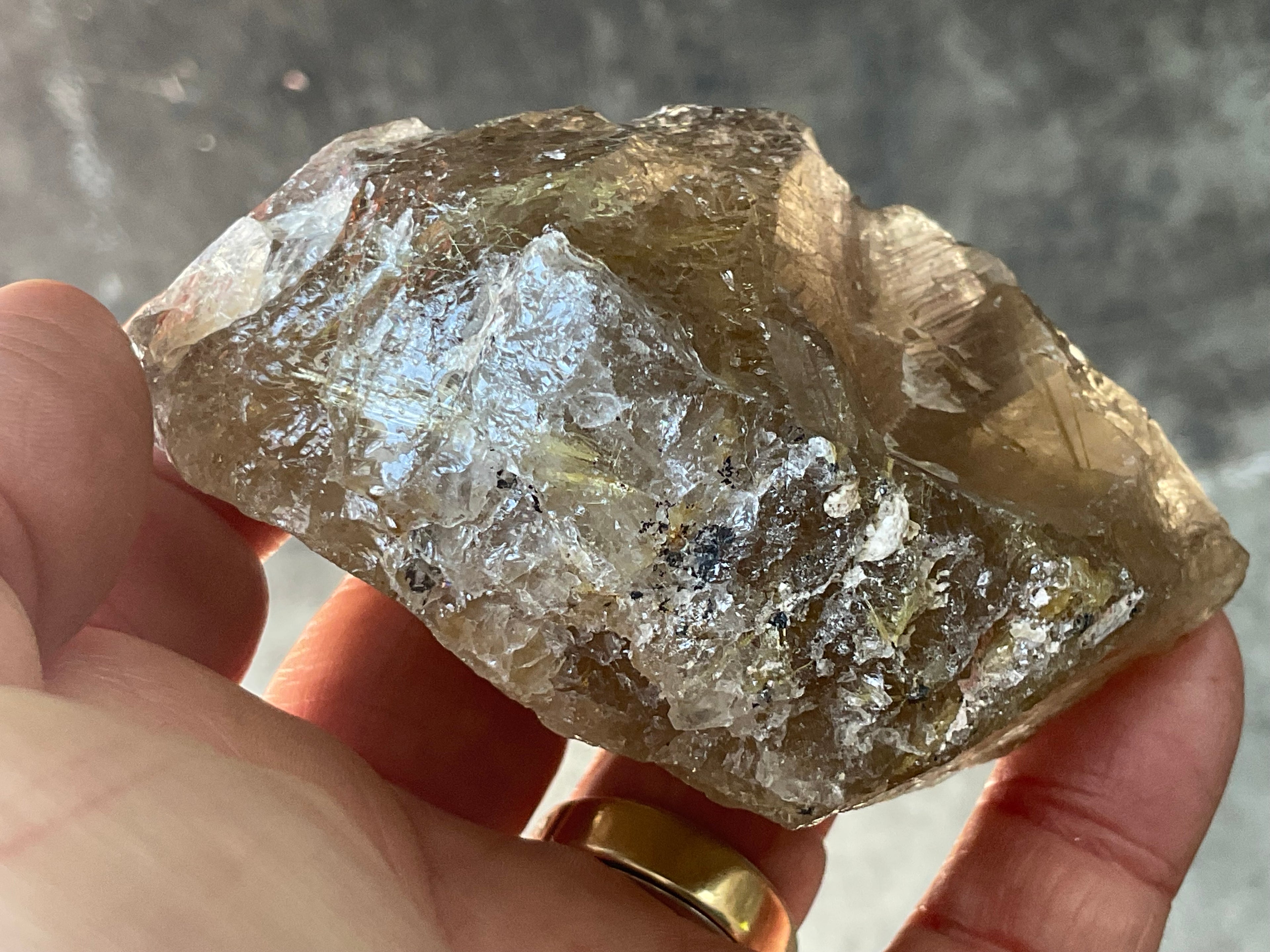 206g Golden Rutile in Smokey Quartz Chunk