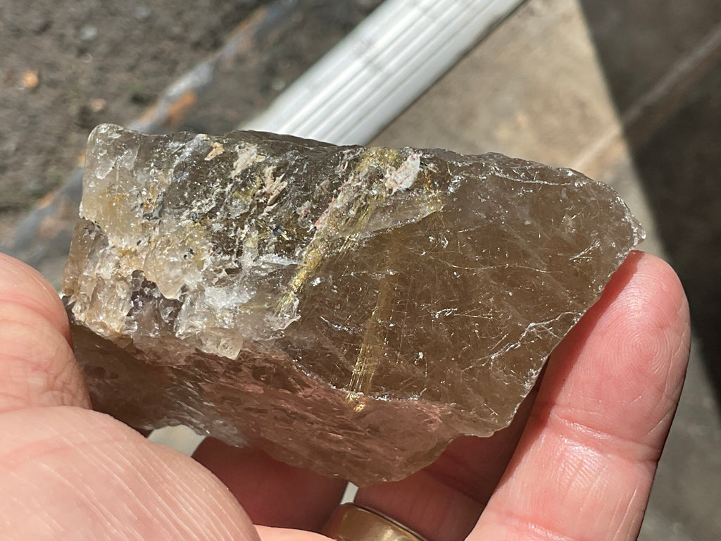 206g Golden Rutile in Smokey Quartz Chunk