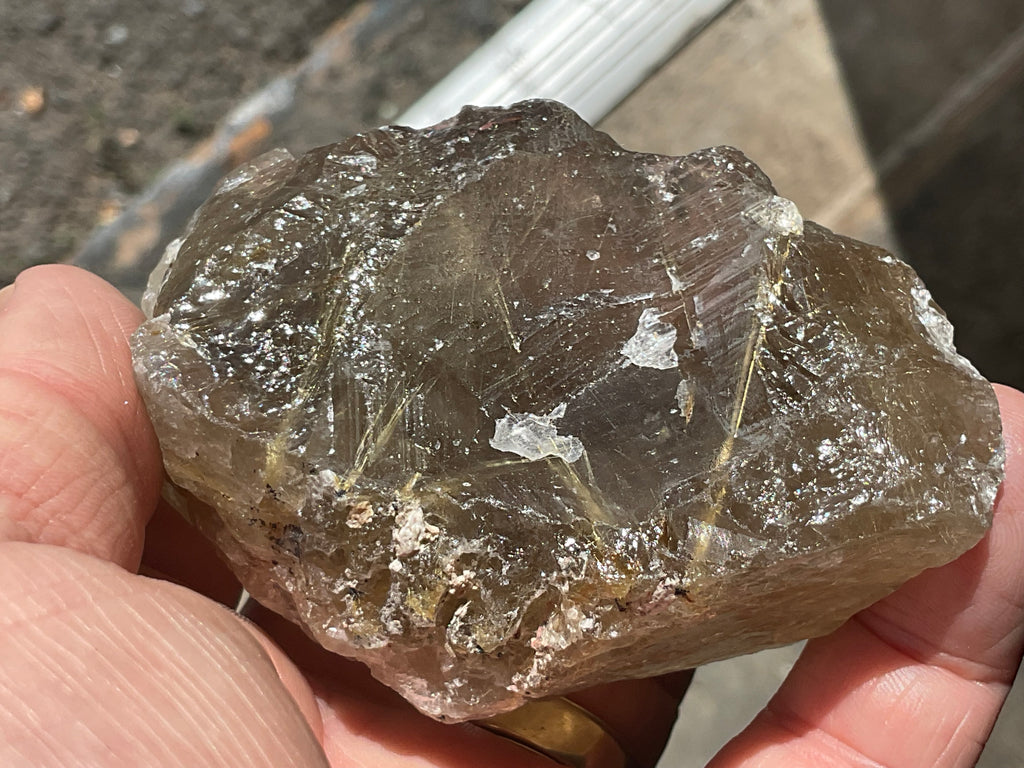 206g Golden Rutile in Smokey Quartz Chunk