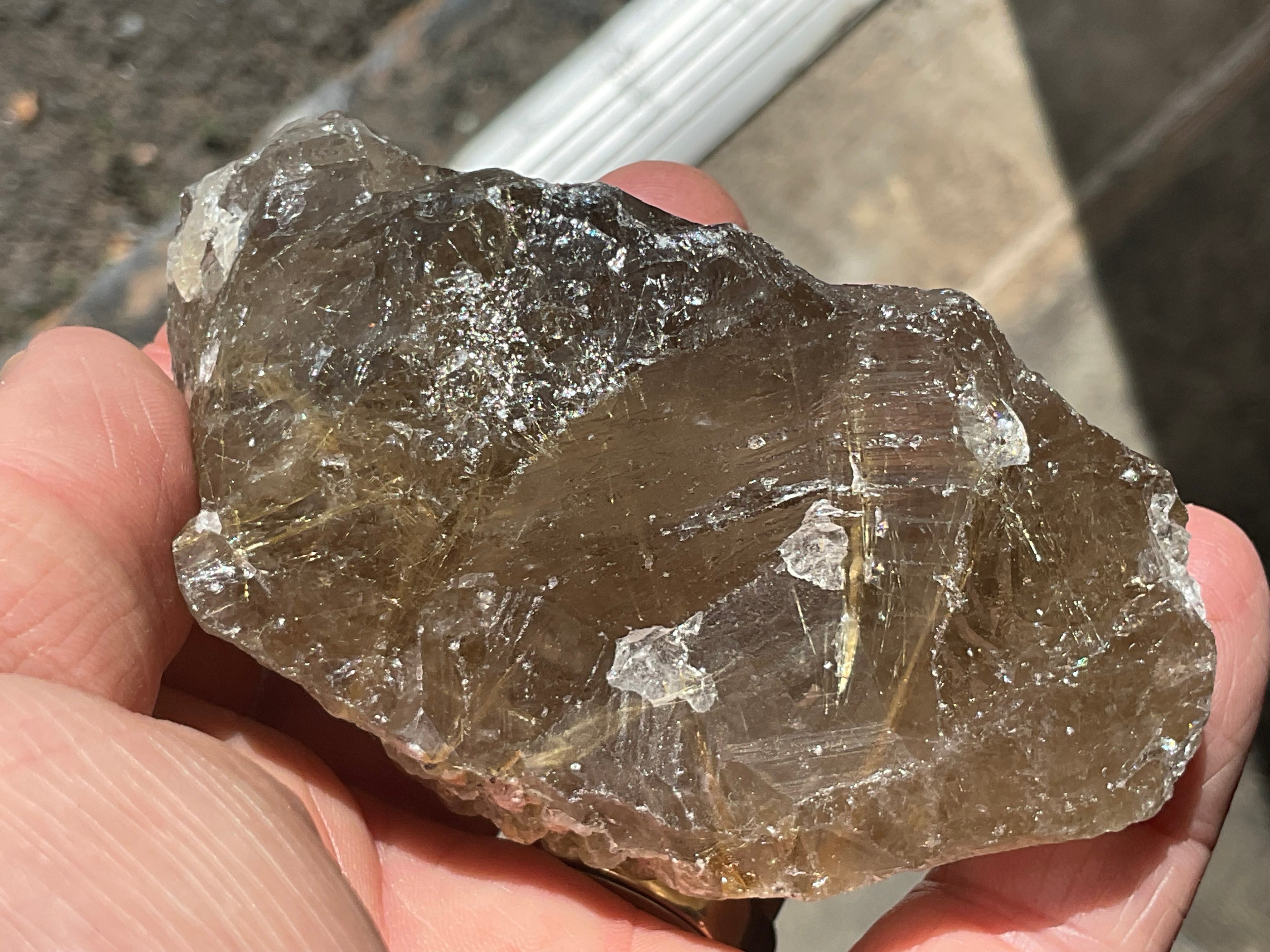 206g Golden Rutile in Smokey Quartz Chunk