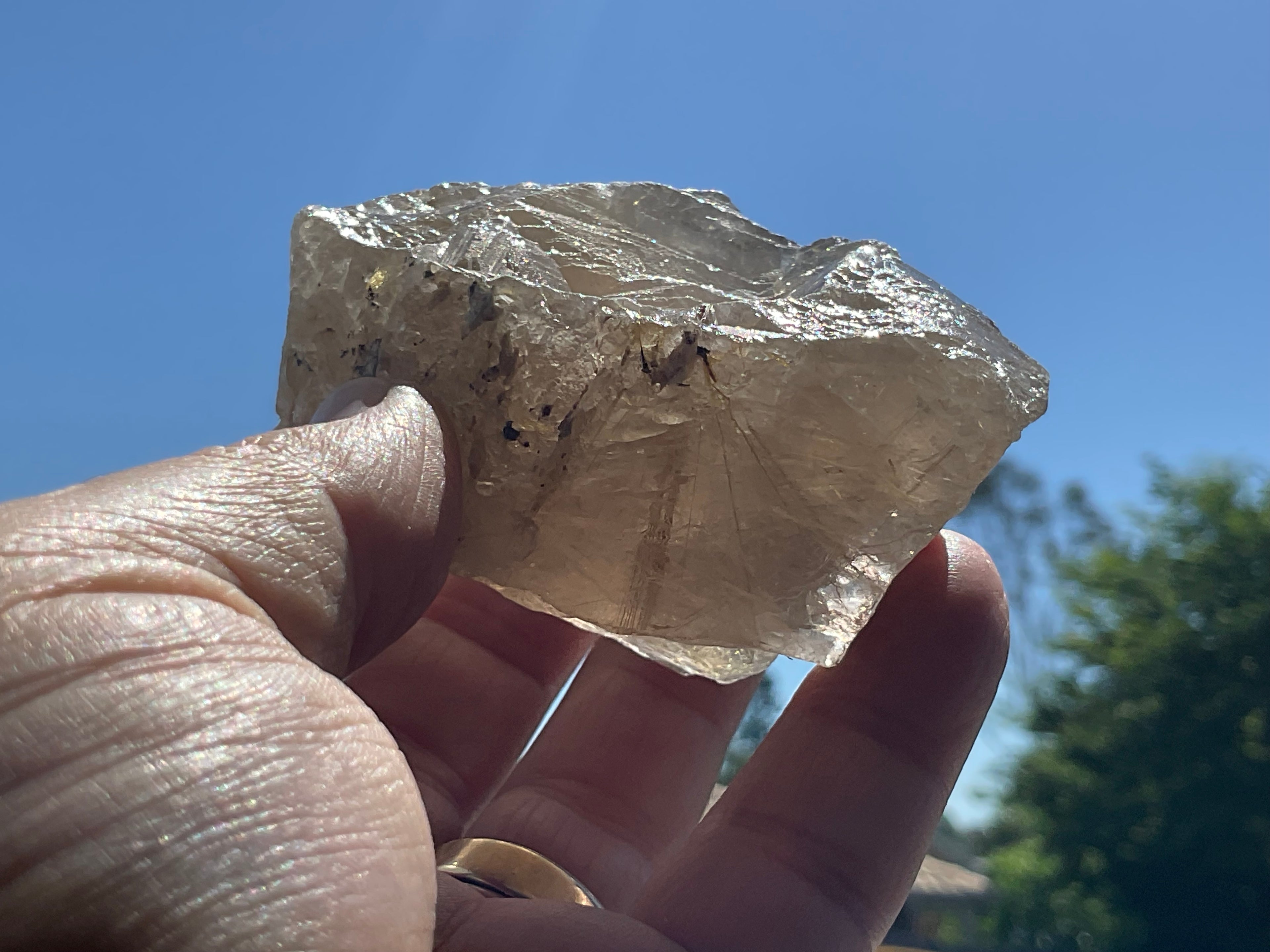 206g Golden Rutile in Smokey Quartz Chunk