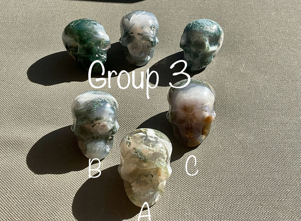 129g Moss Agate Skull 3A