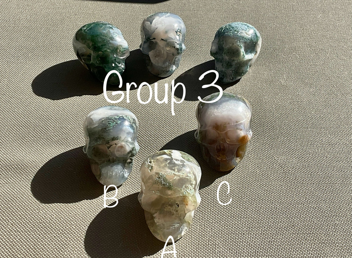 129g Moss Agate Skull 3A