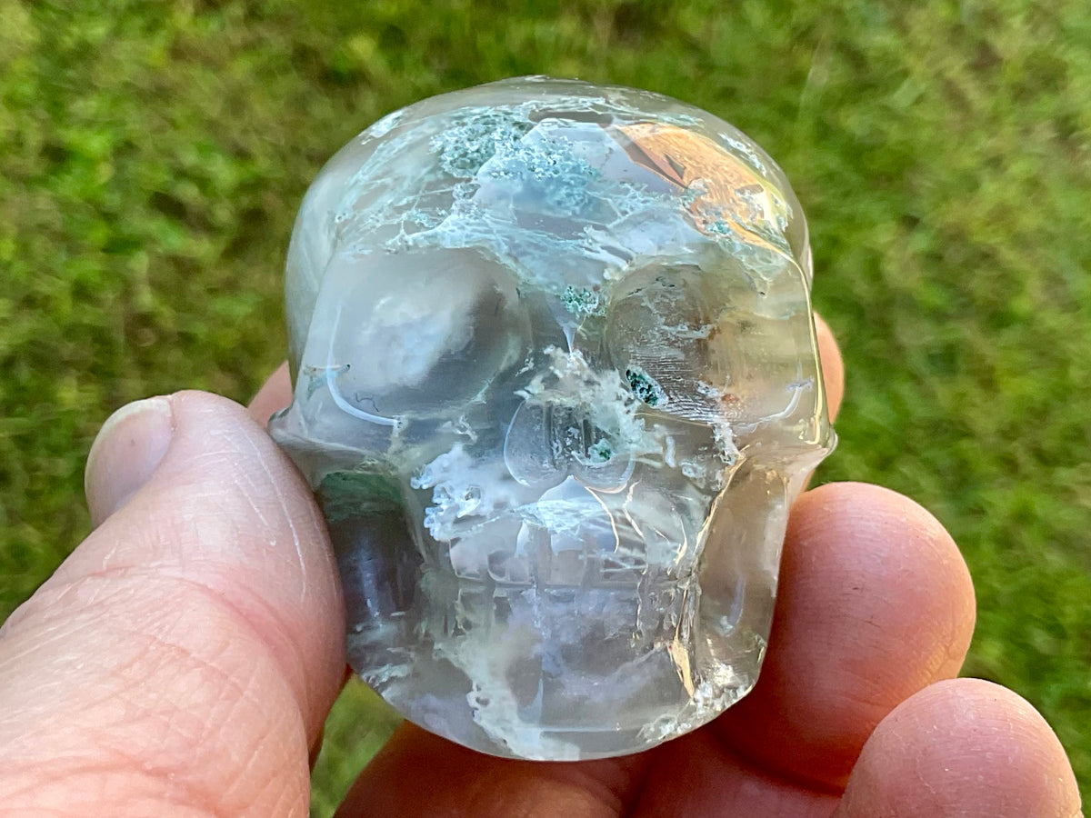 129g Moss Agate Skull 3A