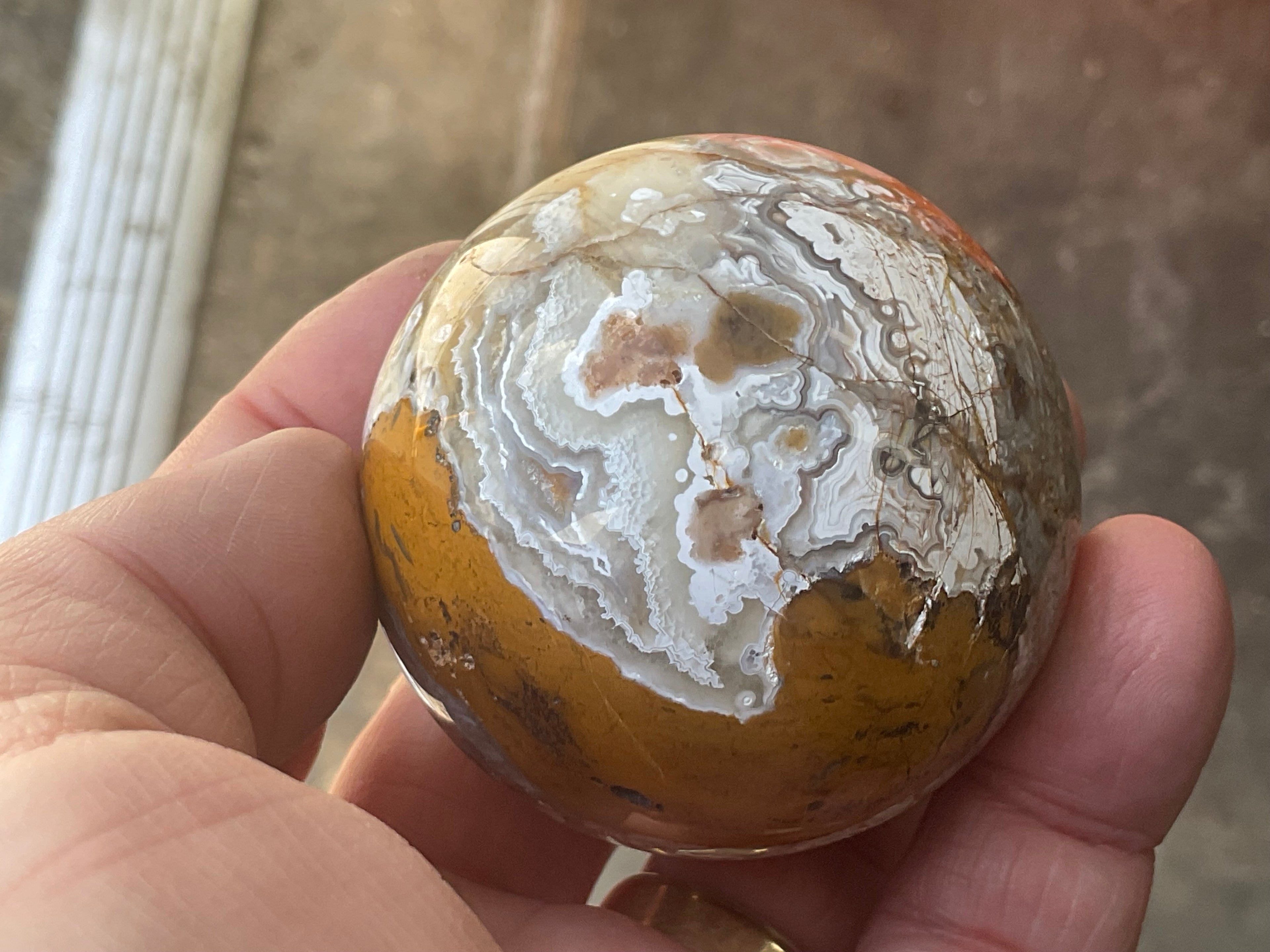 200g Mexican Crazy Lace Agate Sphere 1B