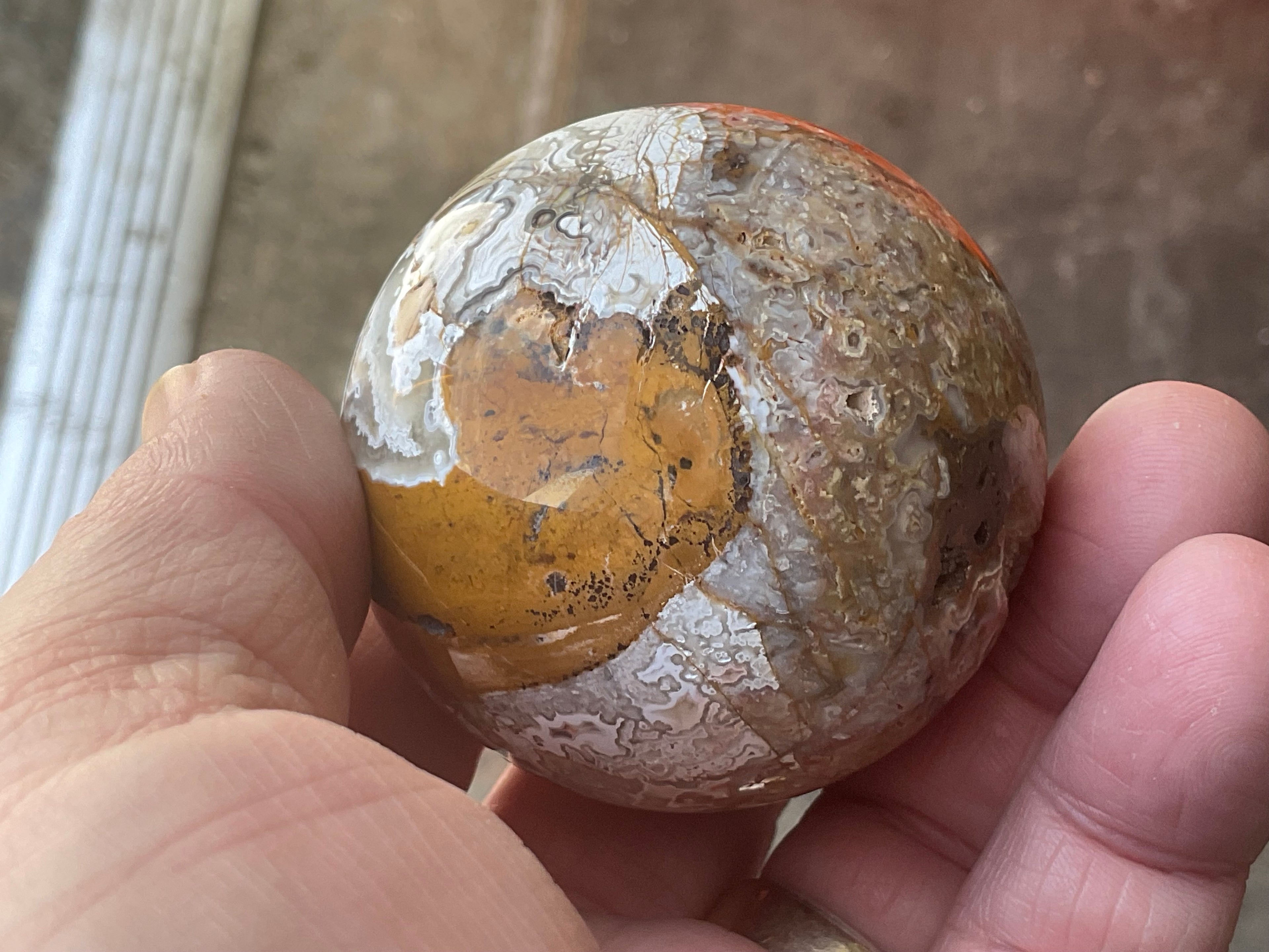 200g Mexican Crazy Lace Agate Sphere 1B
