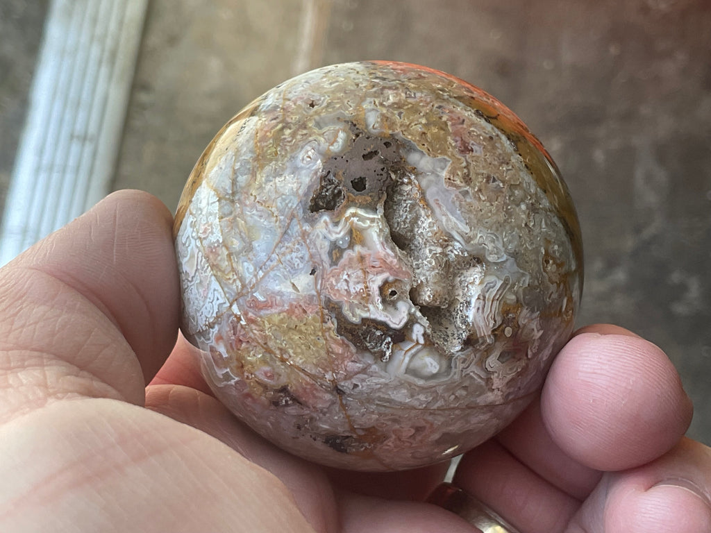 200g Mexican Crazy Lace Agate Sphere 1B