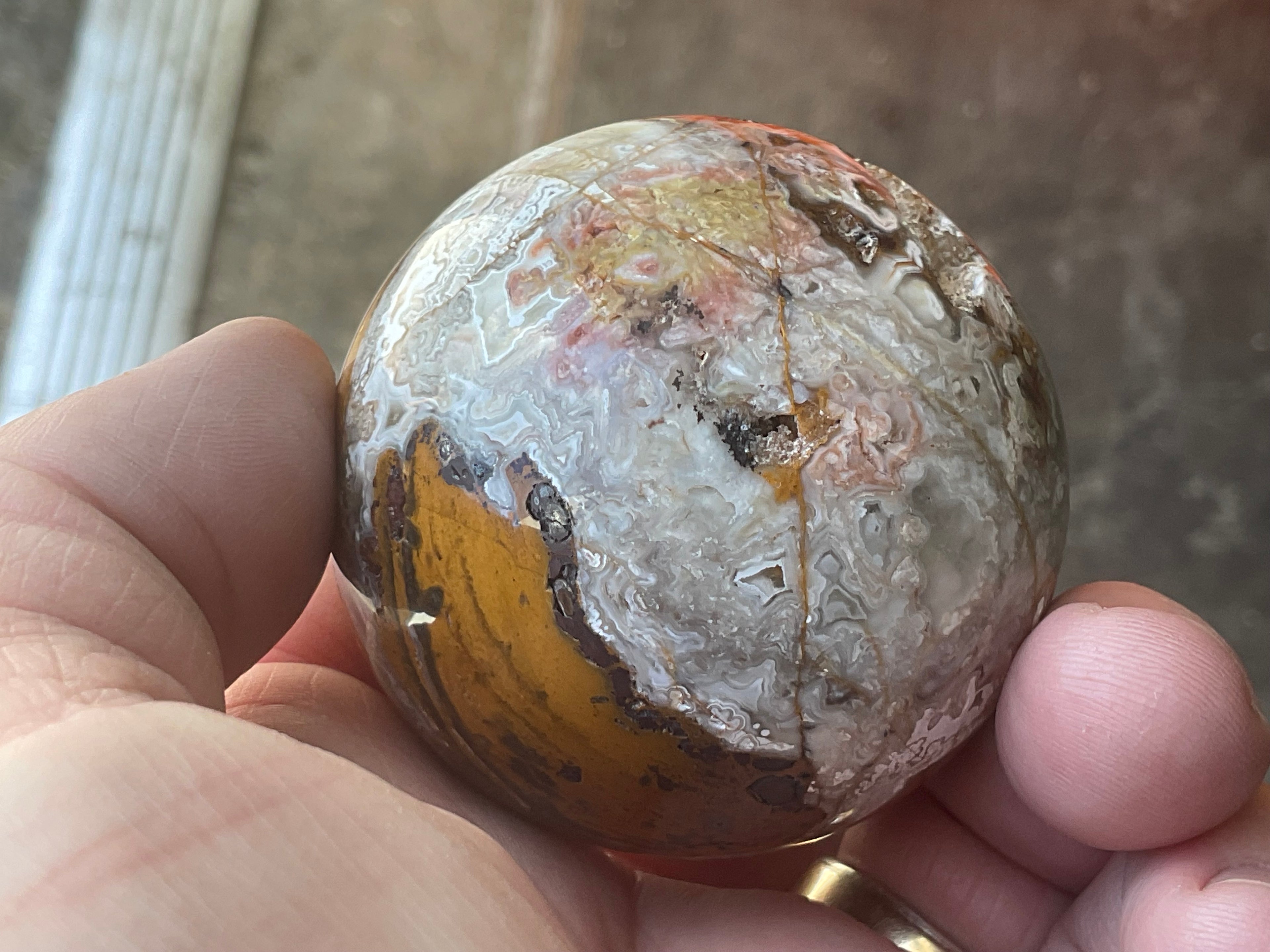 200g Mexican Crazy Lace Agate Sphere 1B