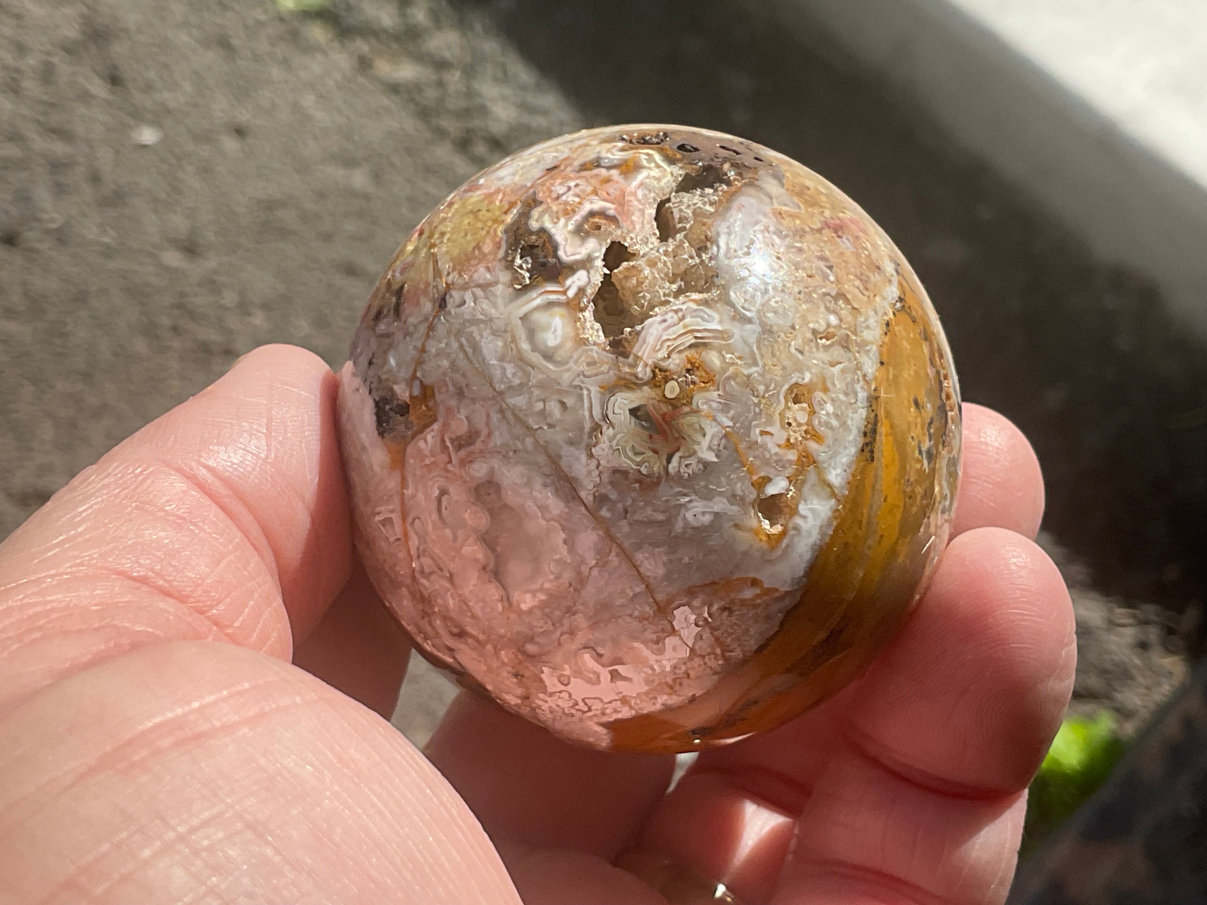 200g Mexican Crazy Lace Agate Sphere 1B