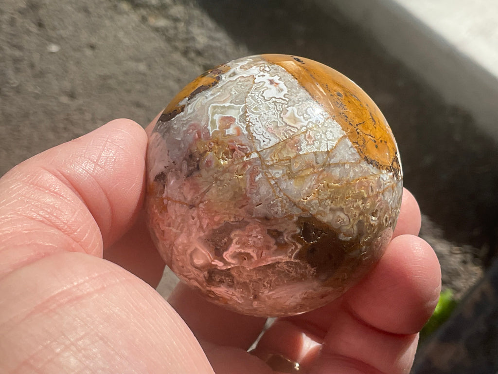 200g Mexican Crazy Lace Agate Sphere 1B
