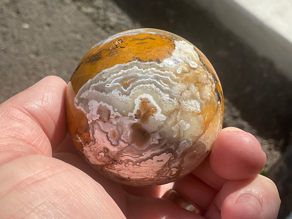 200g Mexican Crazy Lace Agate Sphere 1B