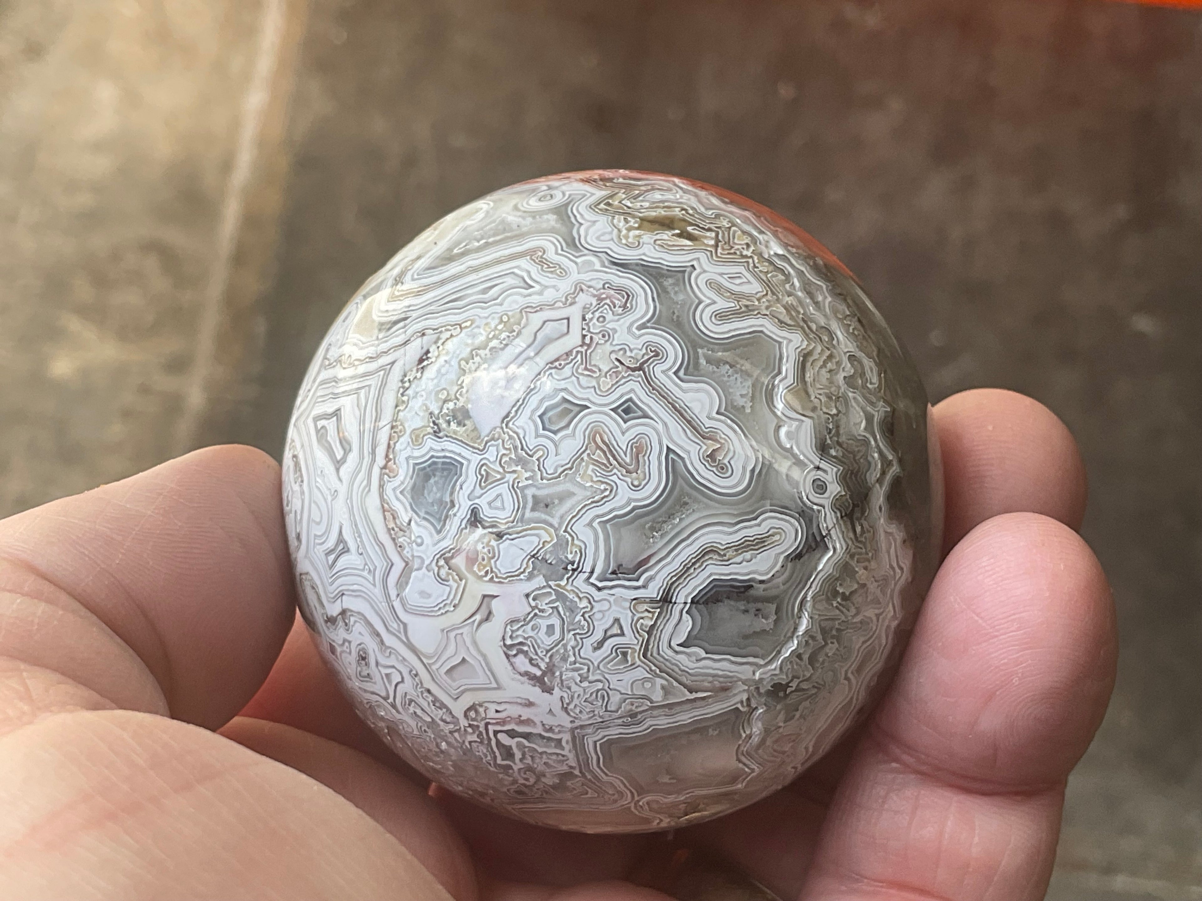 220g Mexican Crazy Lace Agate Sphere 2A