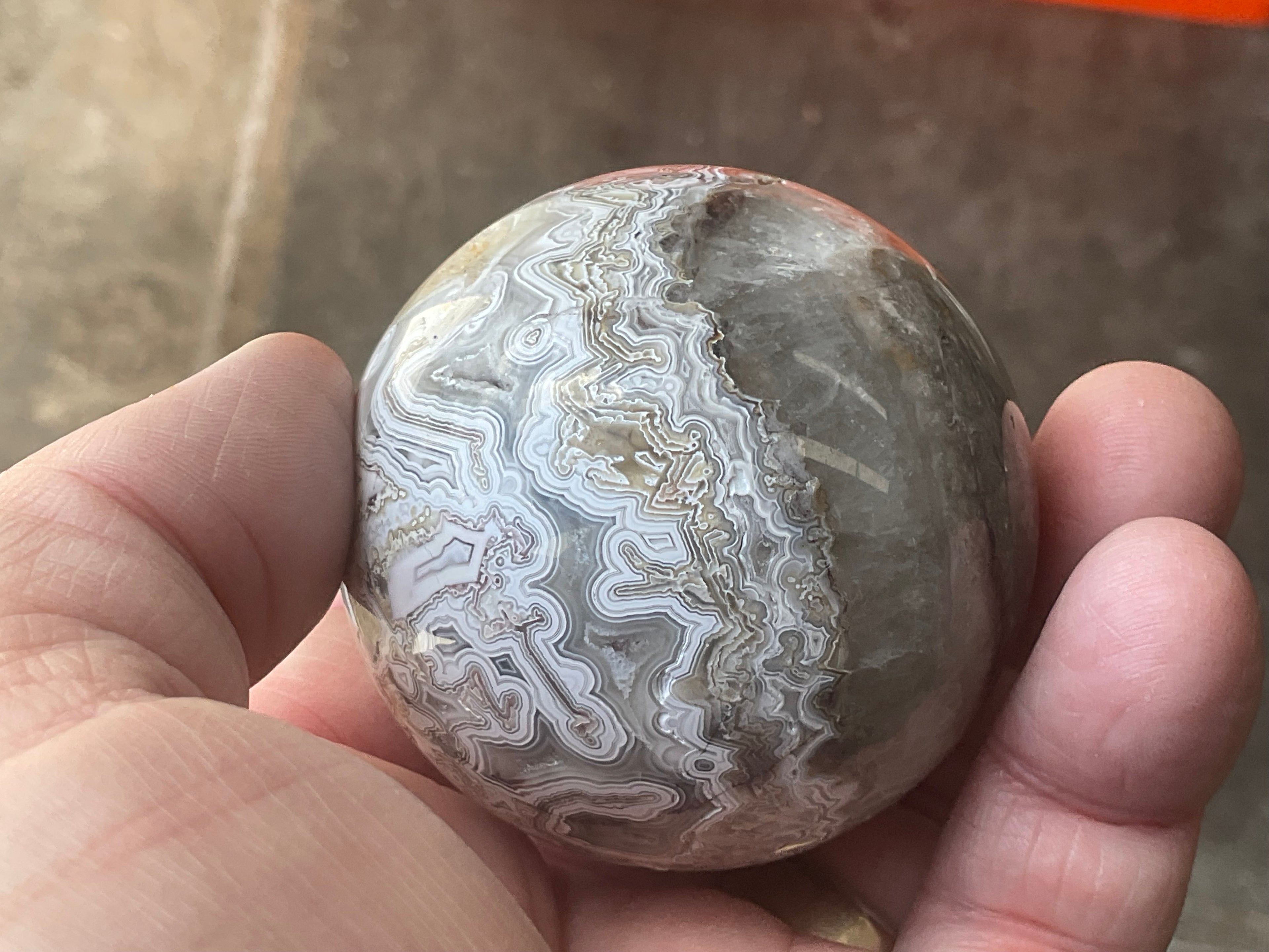 220g Mexican Crazy Lace Agate Sphere 2A