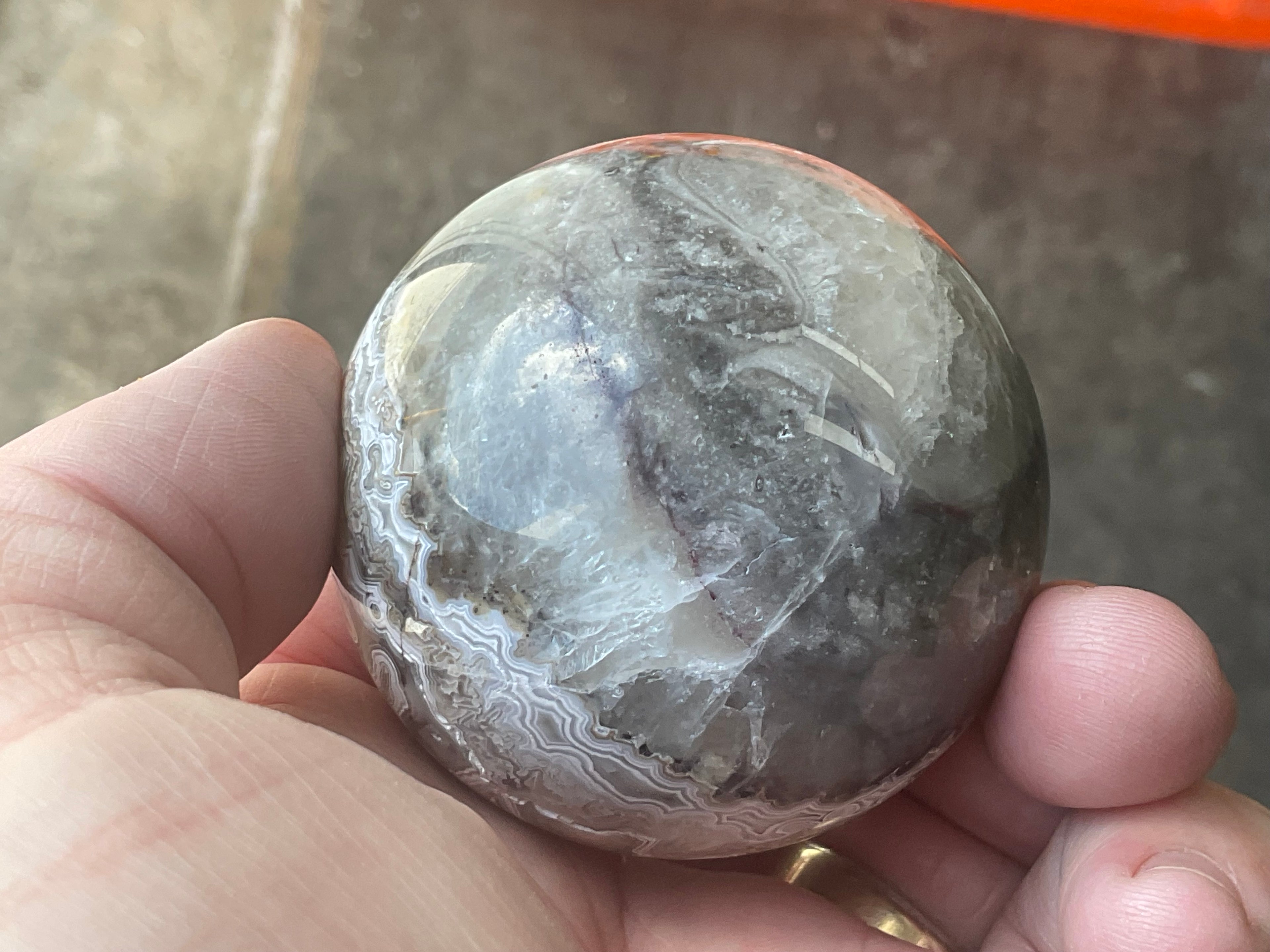 220g Mexican Crazy Lace Agate Sphere 2A
