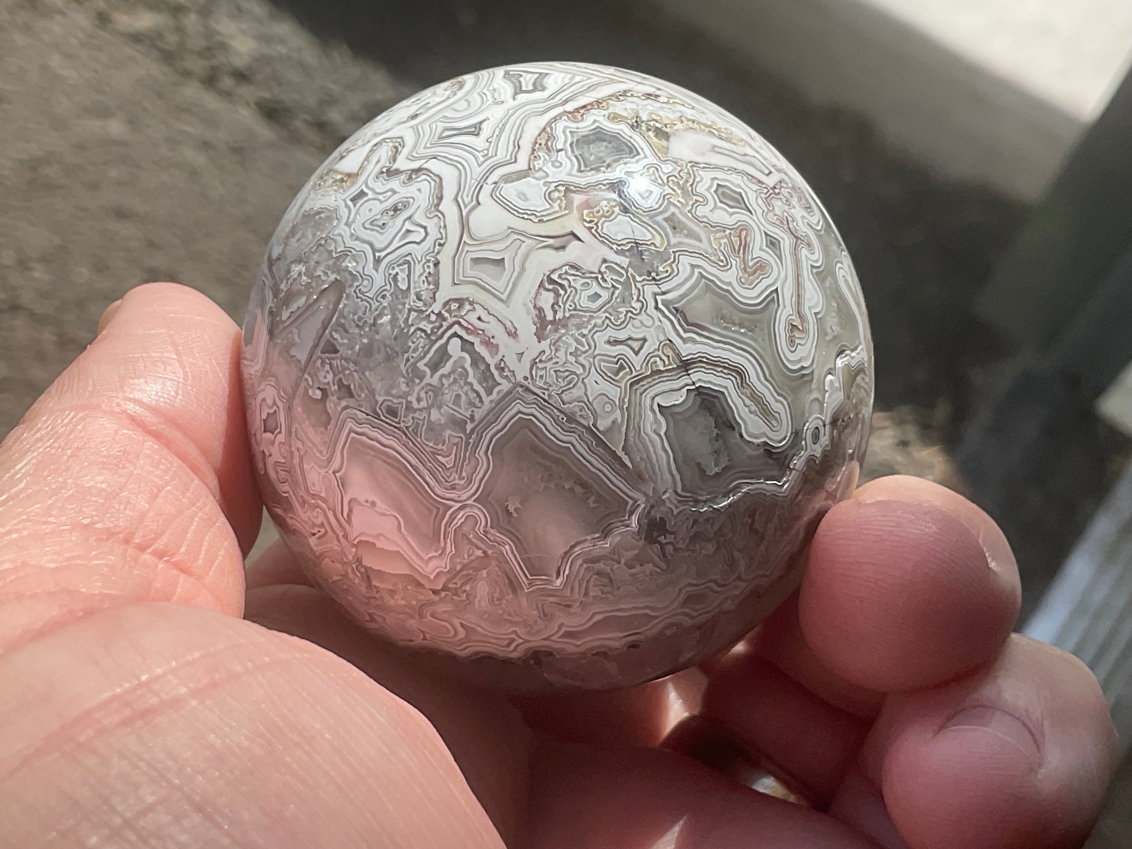 220g Mexican Crazy Lace Agate Sphere 2A