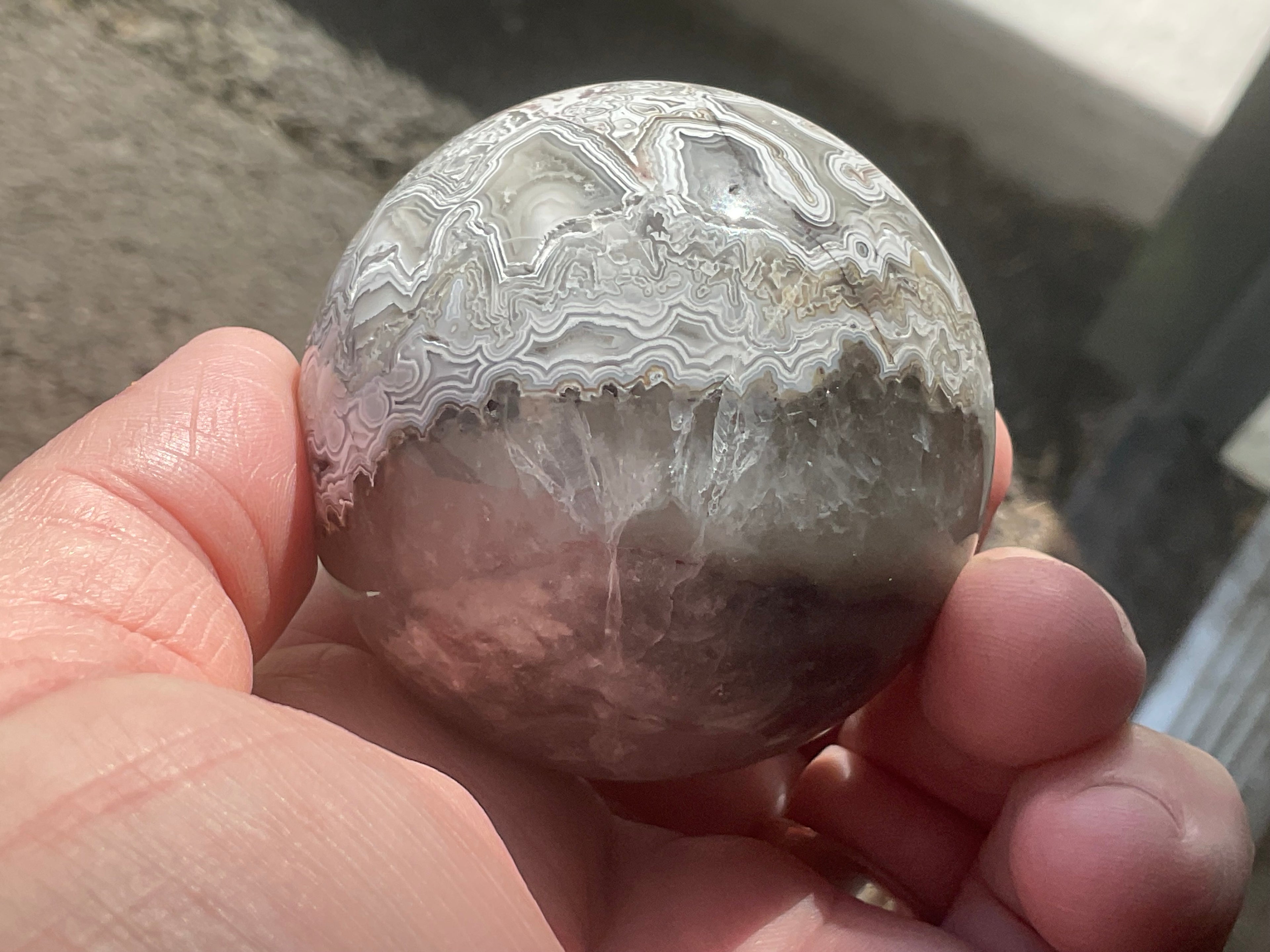 220g Mexican Crazy Lace Agate Sphere 2A