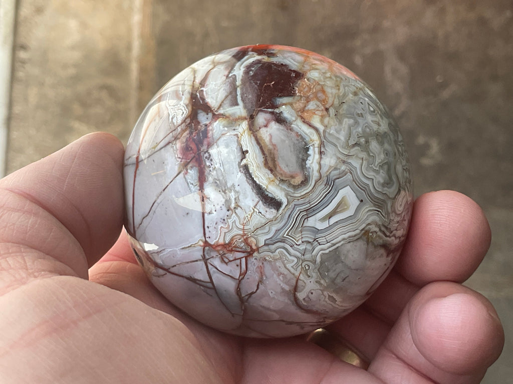 260g Mexican Crazy Lace Agate Sphere 2B