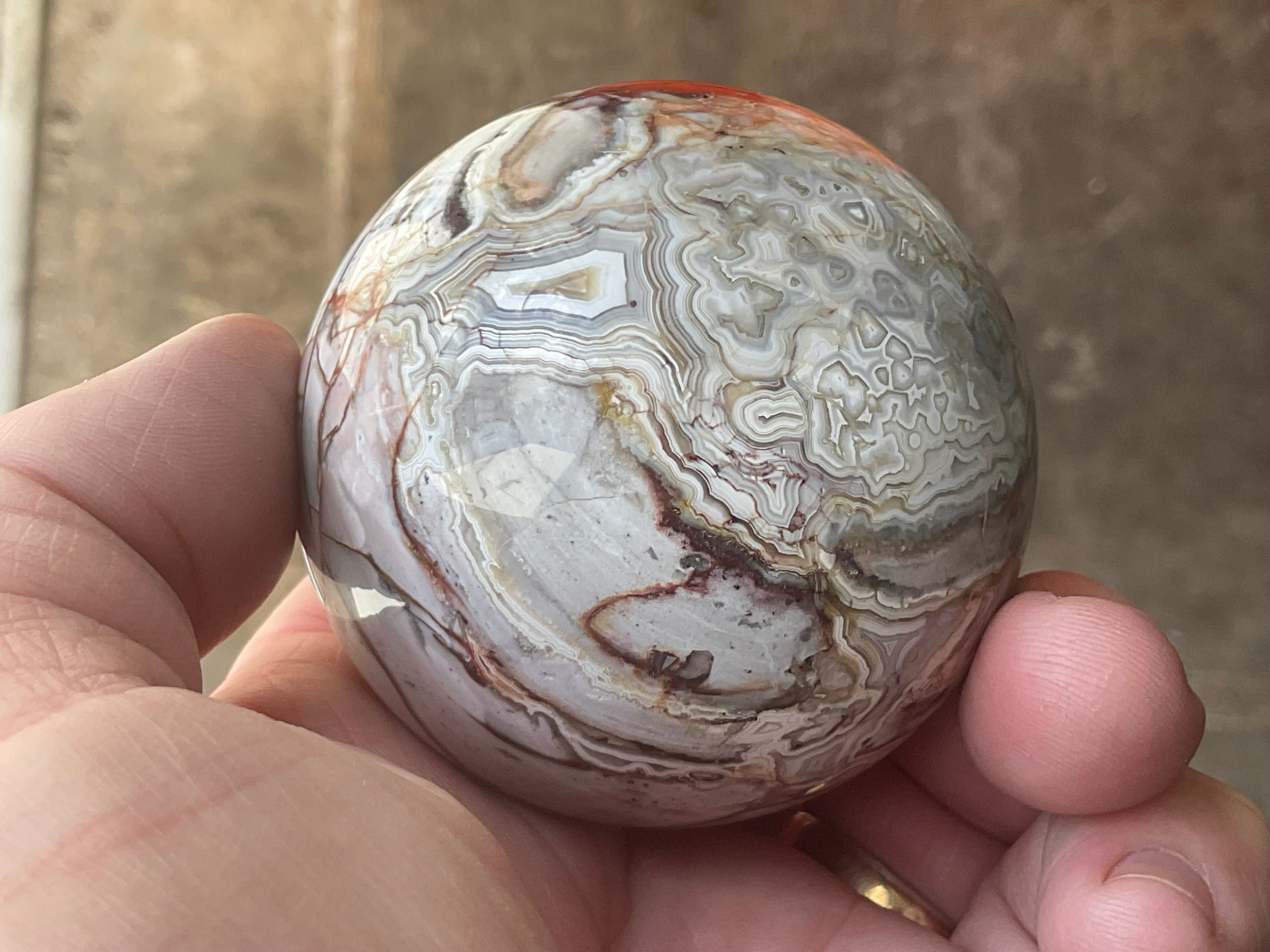 260g Mexican Crazy Lace Agate Sphere 2B