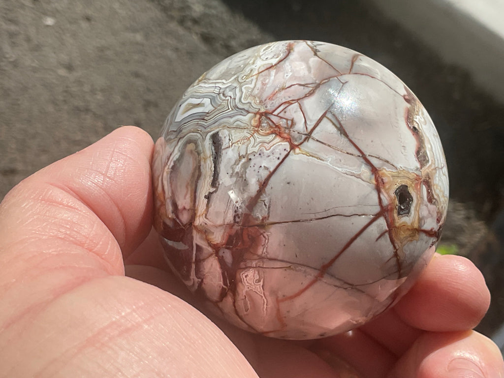 260g Mexican Crazy Lace Agate Sphere 2B