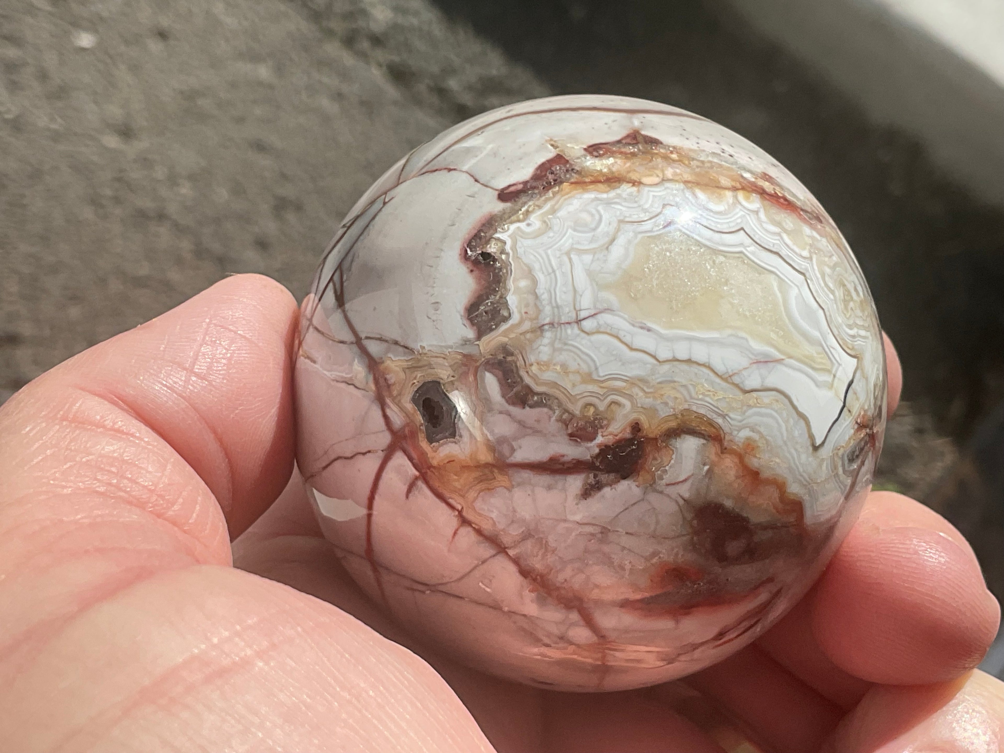 260g Mexican Crazy Lace Agate Sphere 2B