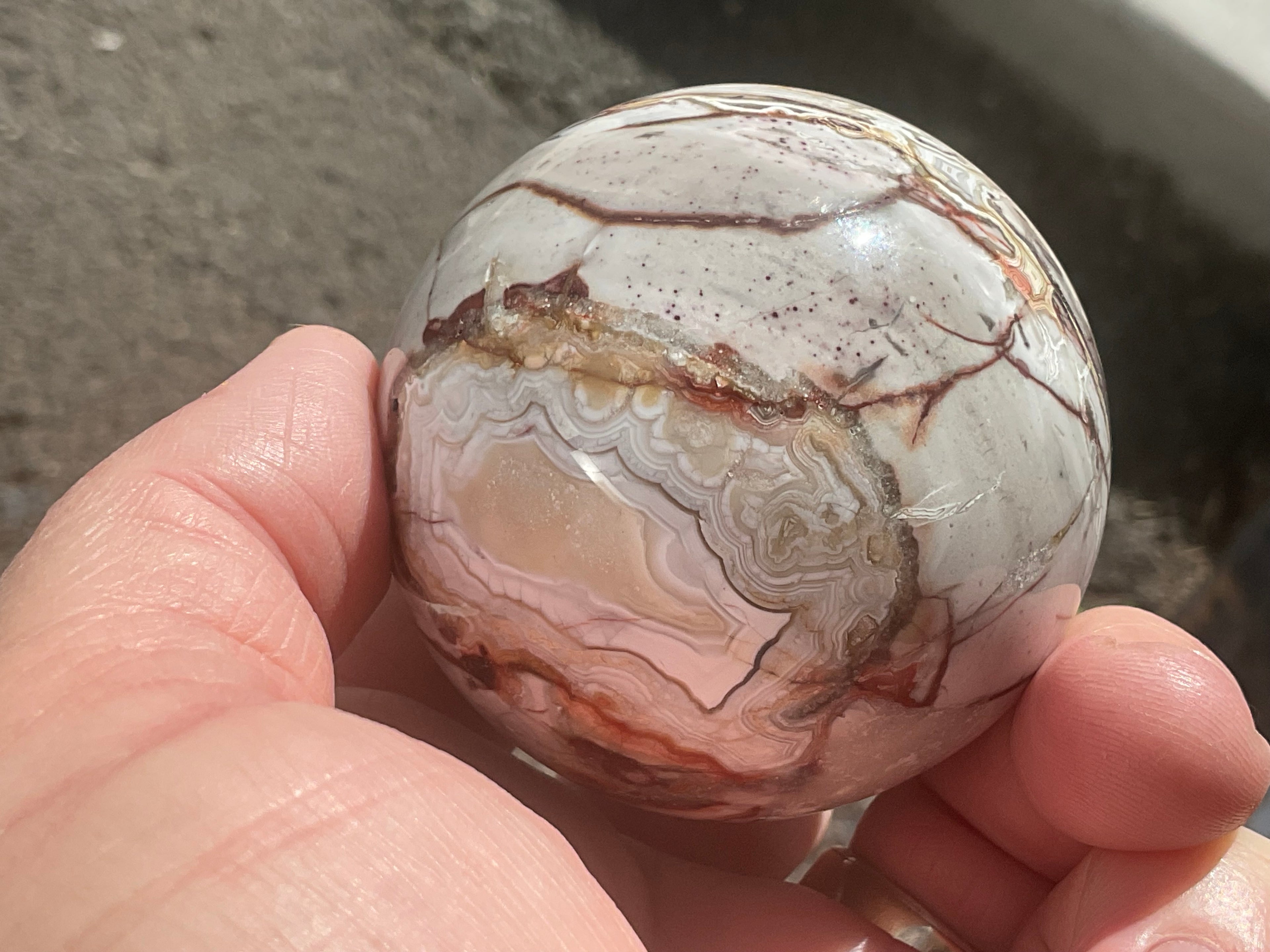 260g Mexican Crazy Lace Agate Sphere 2B
