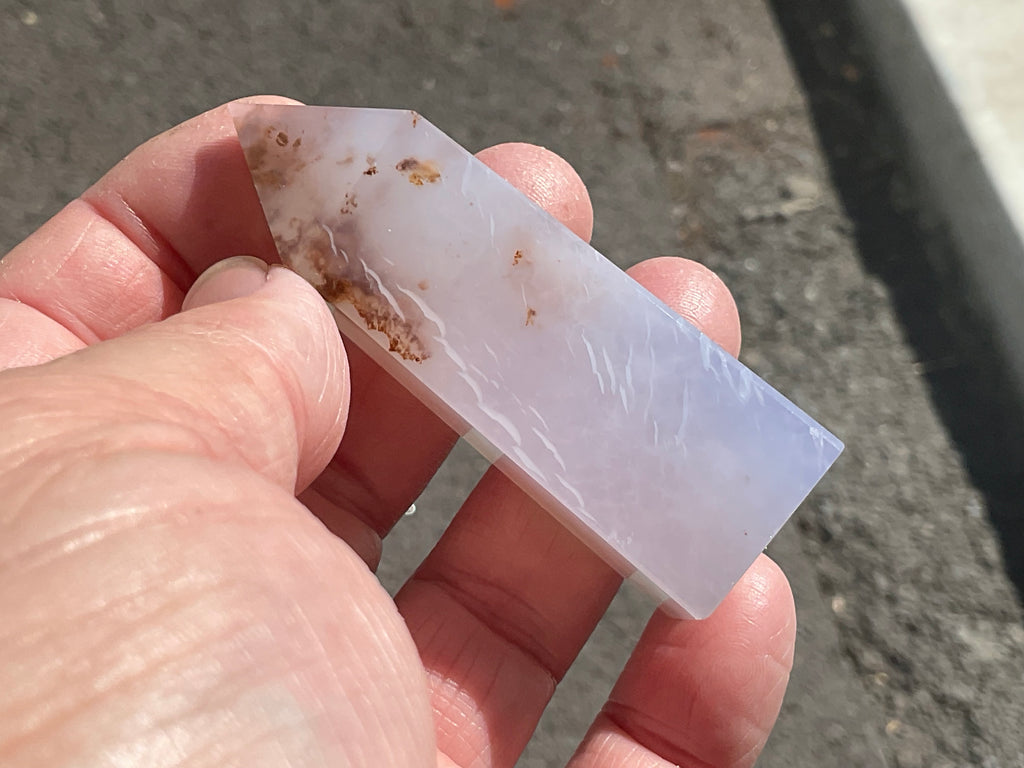 58g Blue Chalcedony Generator 3A with Iron Inclusions