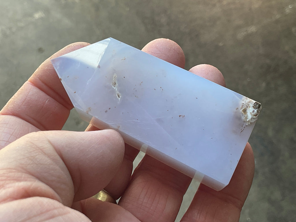 82g Blue Chalcedony Generator 3C with Iron Inclusions