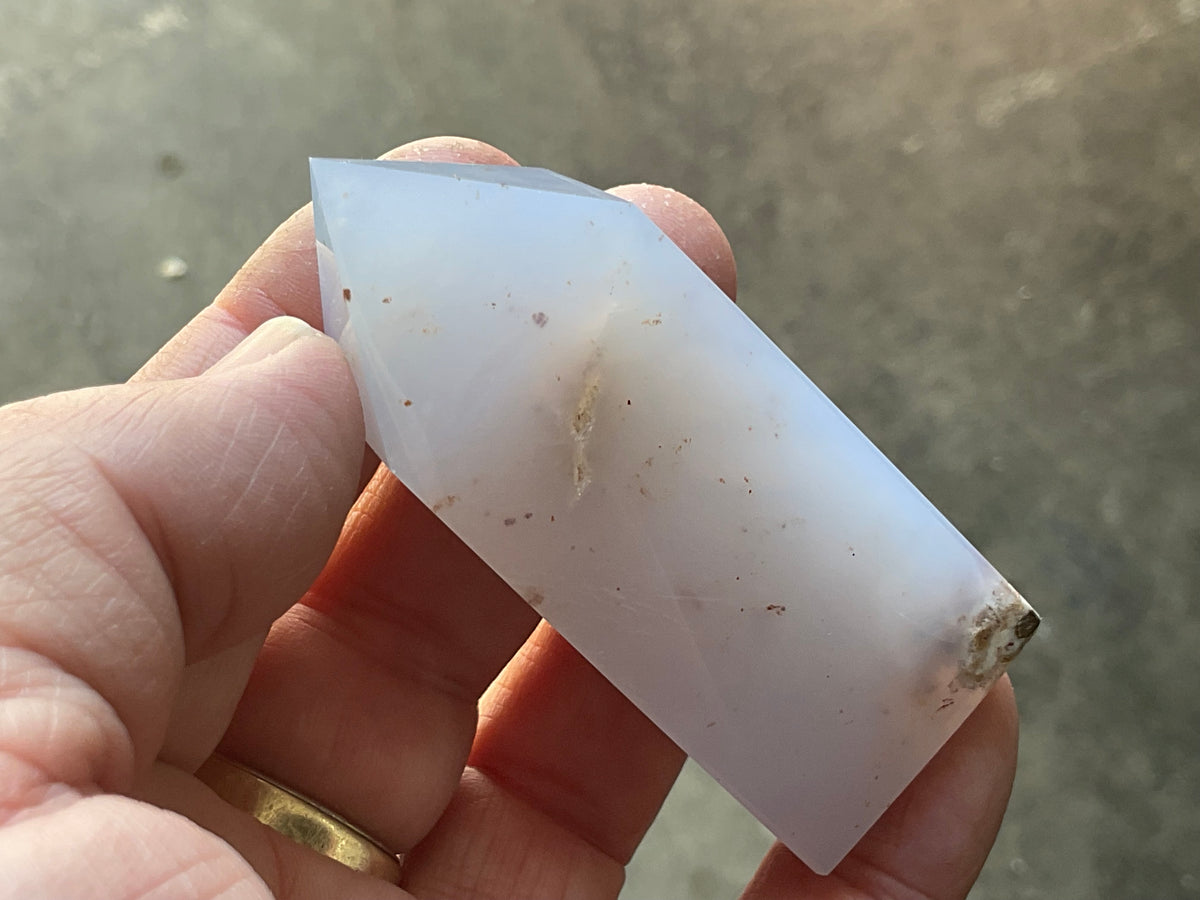 82g Blue Chalcedony Generator 3C with Iron Inclusions