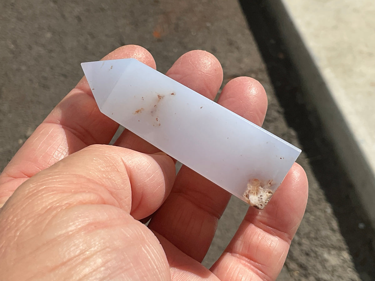82g Blue Chalcedony Generator 3C with Iron Inclusions