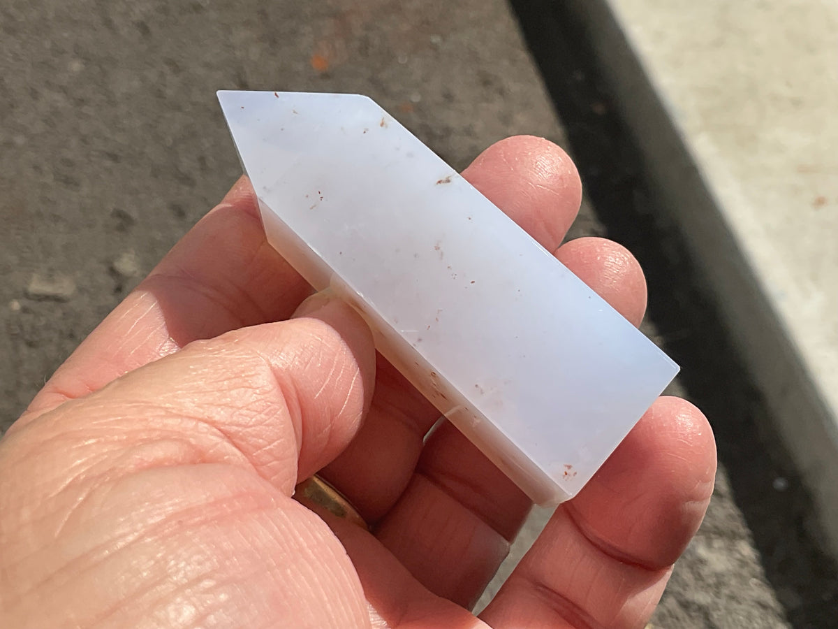 82g Blue Chalcedony Generator 3C with Iron Inclusions